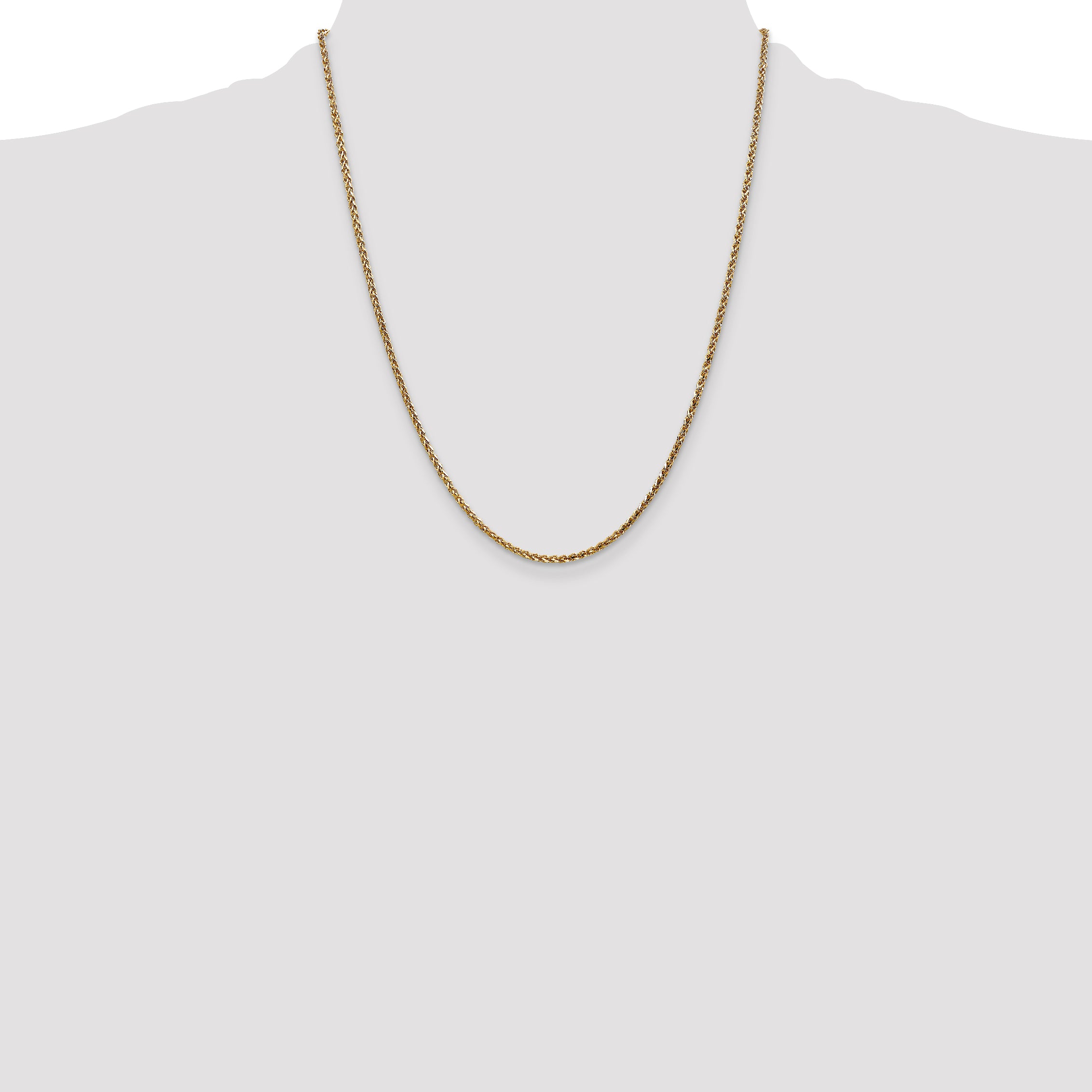 14K 22 inch 2.1mm Diamond-cut Spiga with Lobster Clasp Chain
