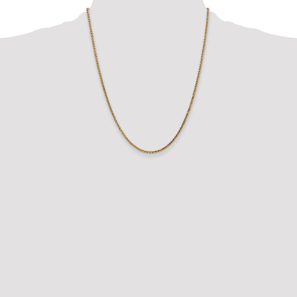 14K 22 inch 2.1mm Diamond-cut Spiga with Lobster Clasp Chain