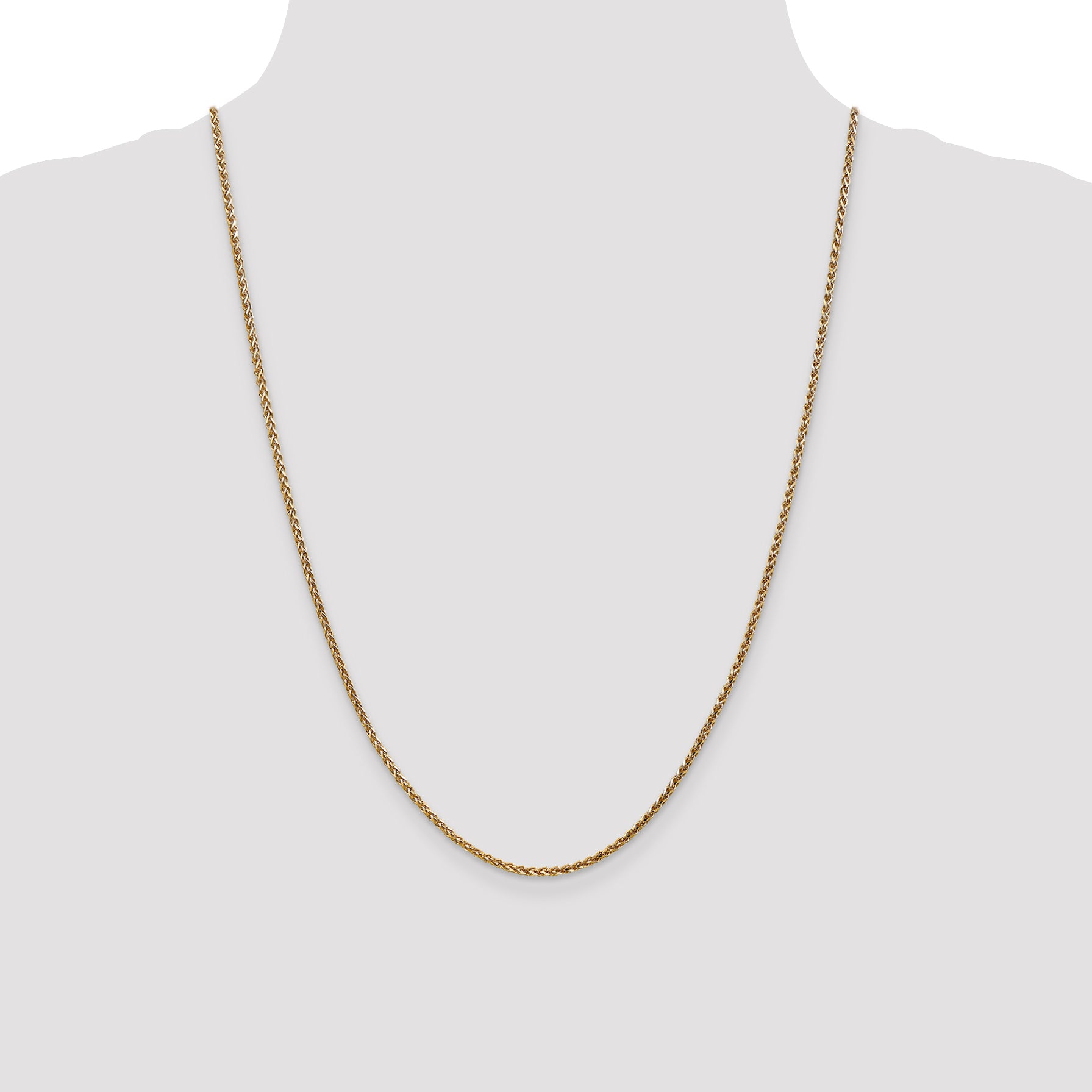 14K 24 inch 2.1mm Diamond-cut Spiga with Lobster Clasp Chain