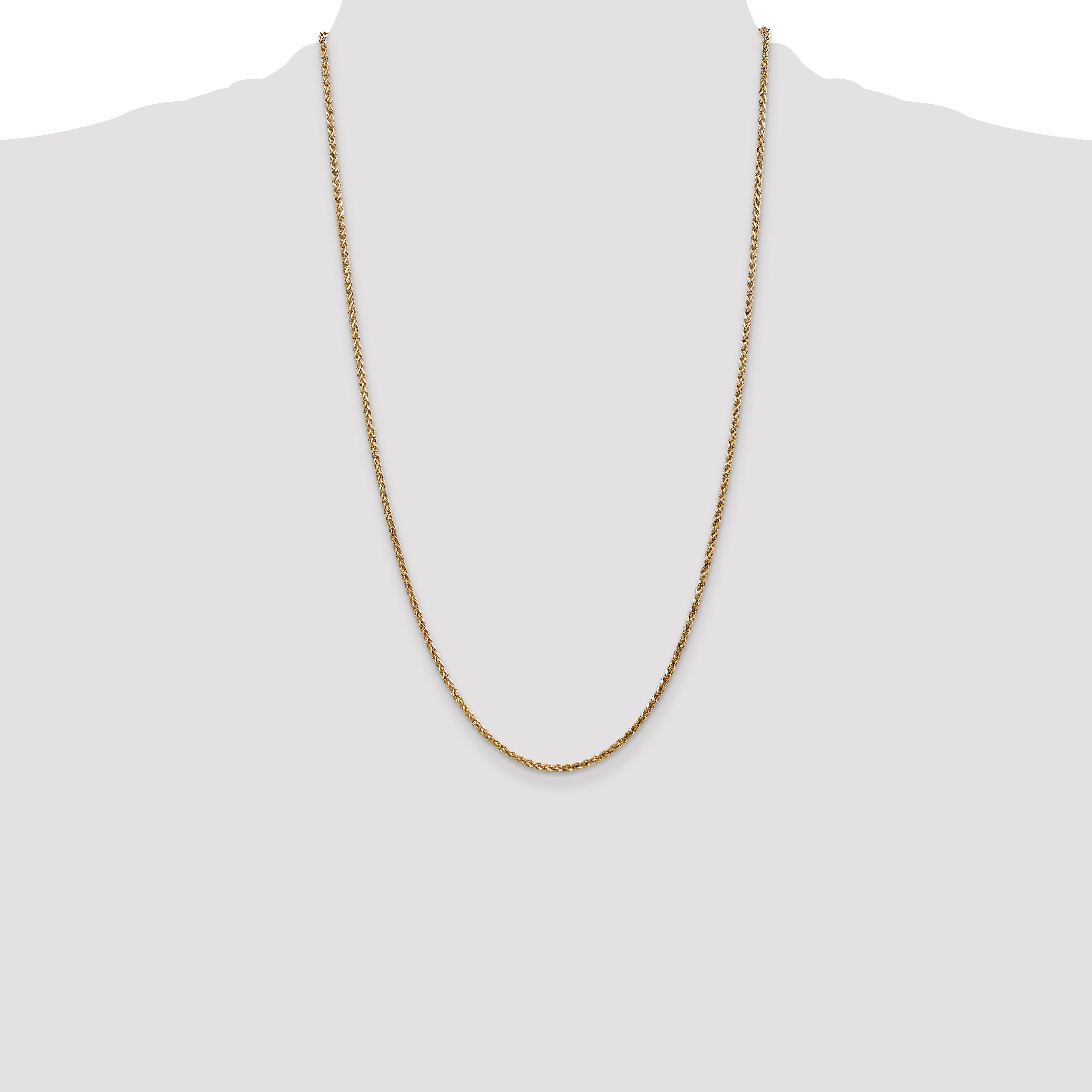 14K 26 inch 2.1mm Diamond-cut Spiga with Lobster Clasp Chain
