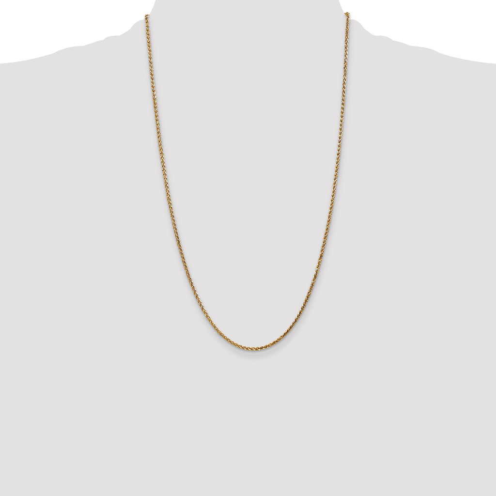 14K 26 inch 2.1mm Diamond-cut Spiga with Lobster Clasp Chain
