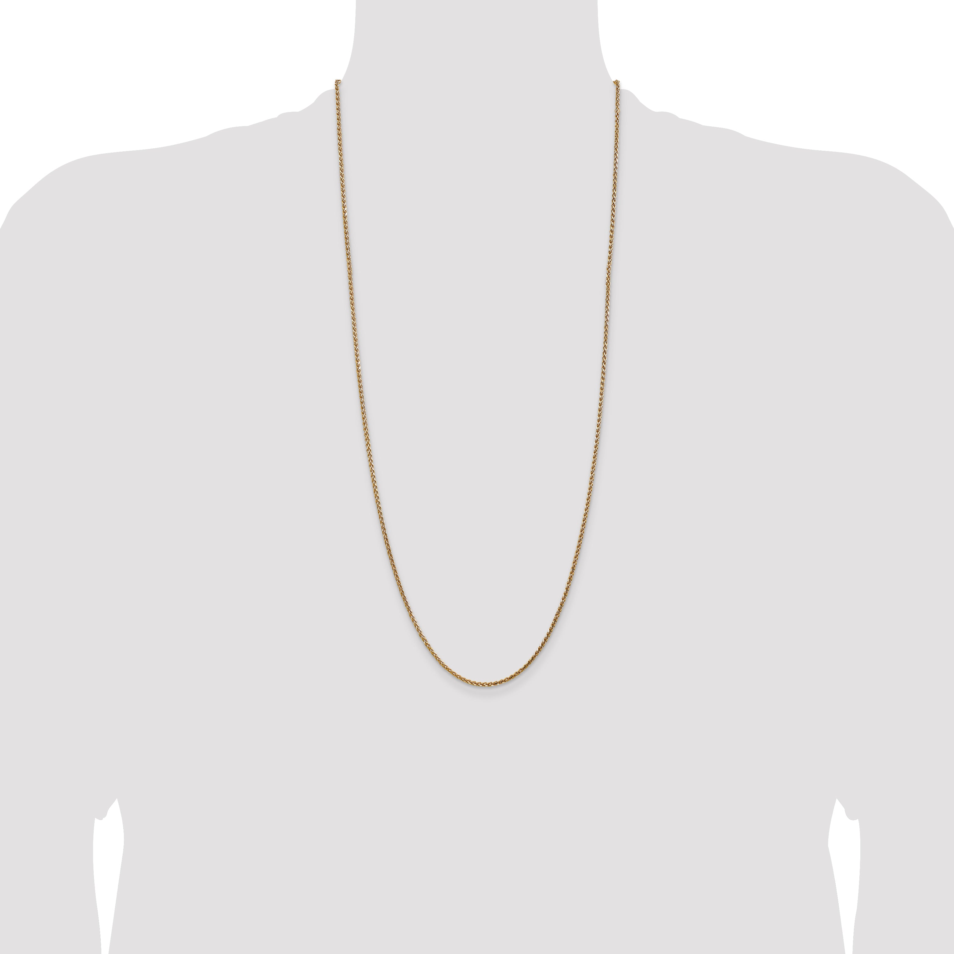14K 30 inch 2.1mm Diamond-cut Spiga with Lobster Clasp Chain