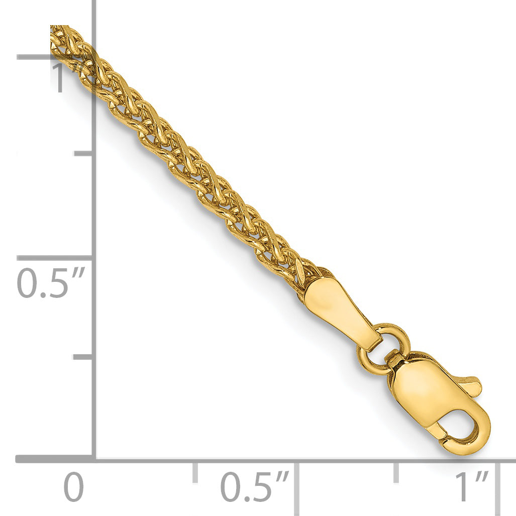 14K 7 inch 2.1mm Diamond-cut Spiga with Lobster Clasp Bracelet Secondary image