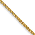 14K Yellow Gold Solid Wheat Chain Necklace 1.05mm