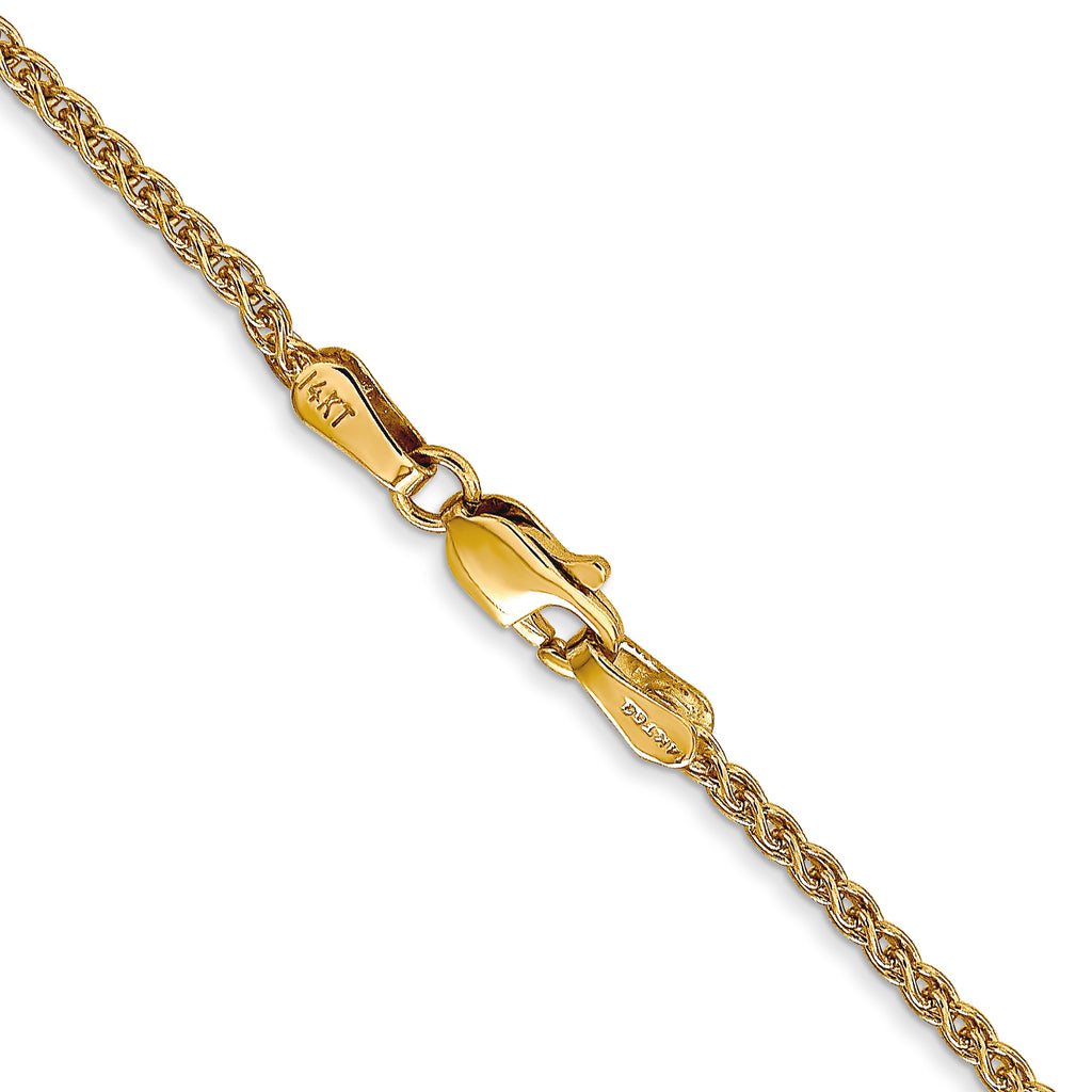14K Yellow Gold Solid Wheat Chain Necklace 1.7mm