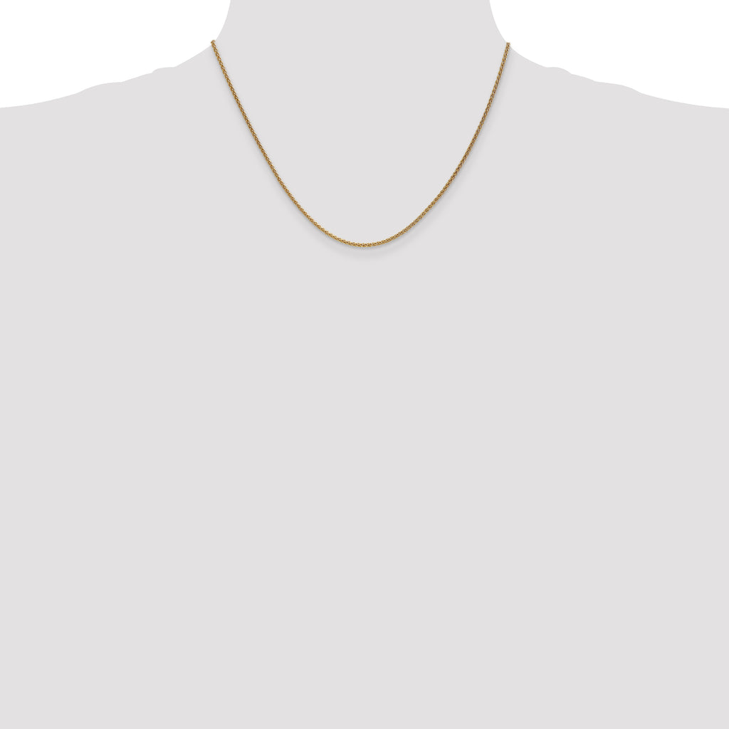 14K Yellow Gold Solid Wheat Chain Necklace 1.7mm