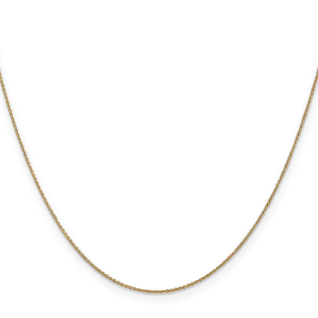14K Yellow Gold Solid Cable Chain Necklace 0.75mm