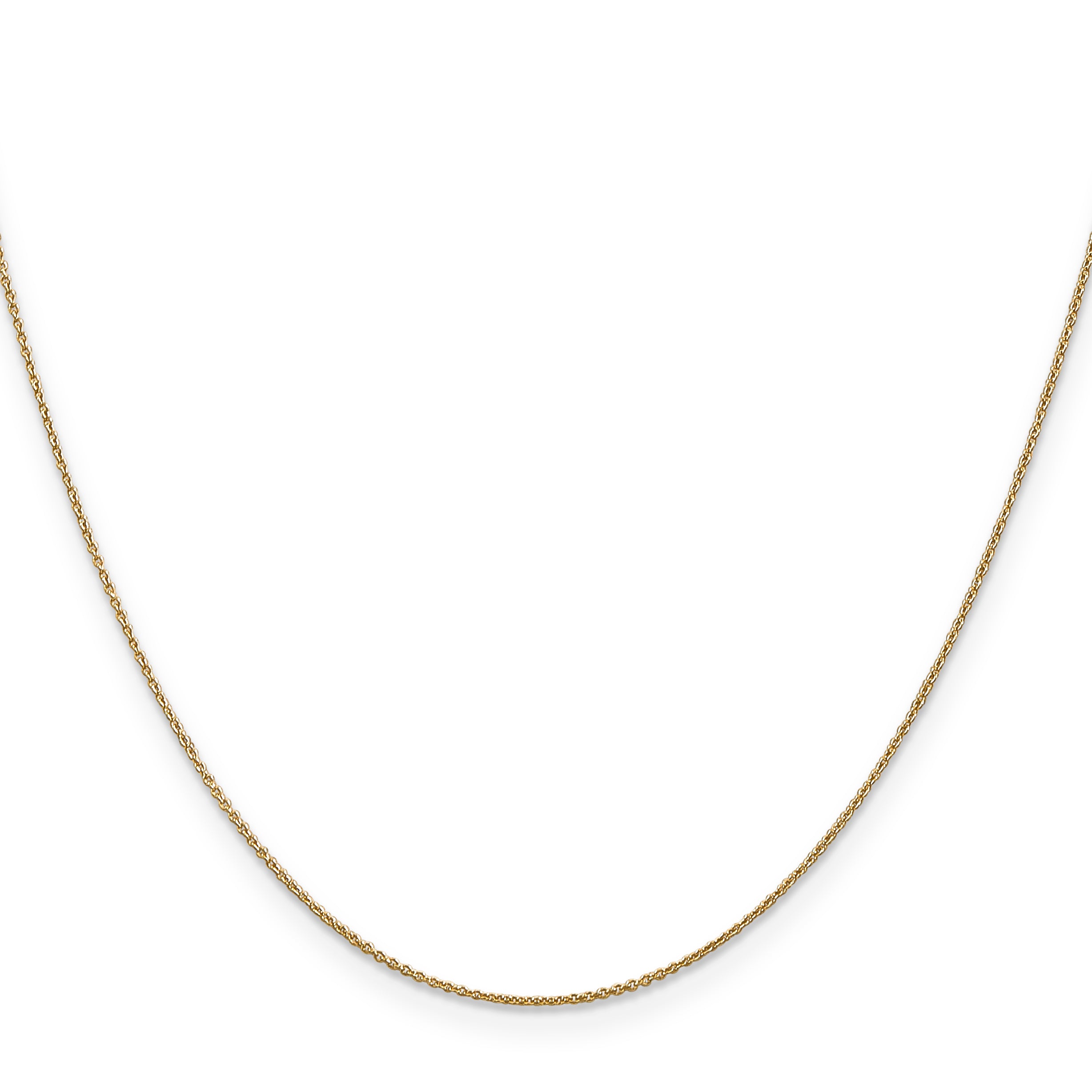 14K Yellow Gold Solid Cable Chain Necklace 0.75mm