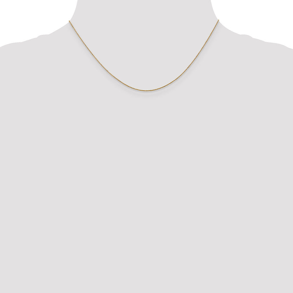 14K Yellow Gold Solid Cable Chain Necklace 0.75mm