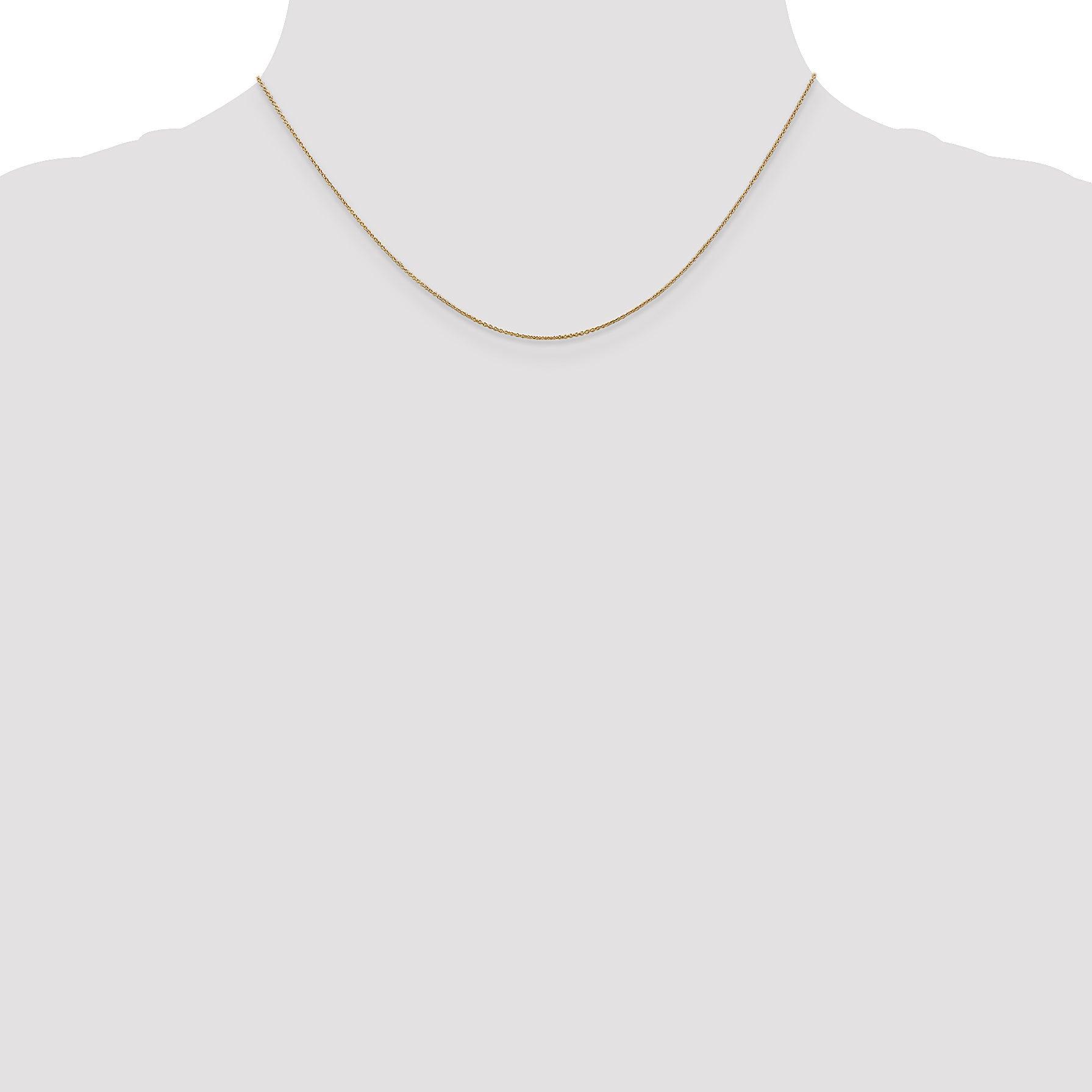 14K Yellow Gold Solid Cable Chain Necklace 0.75mm