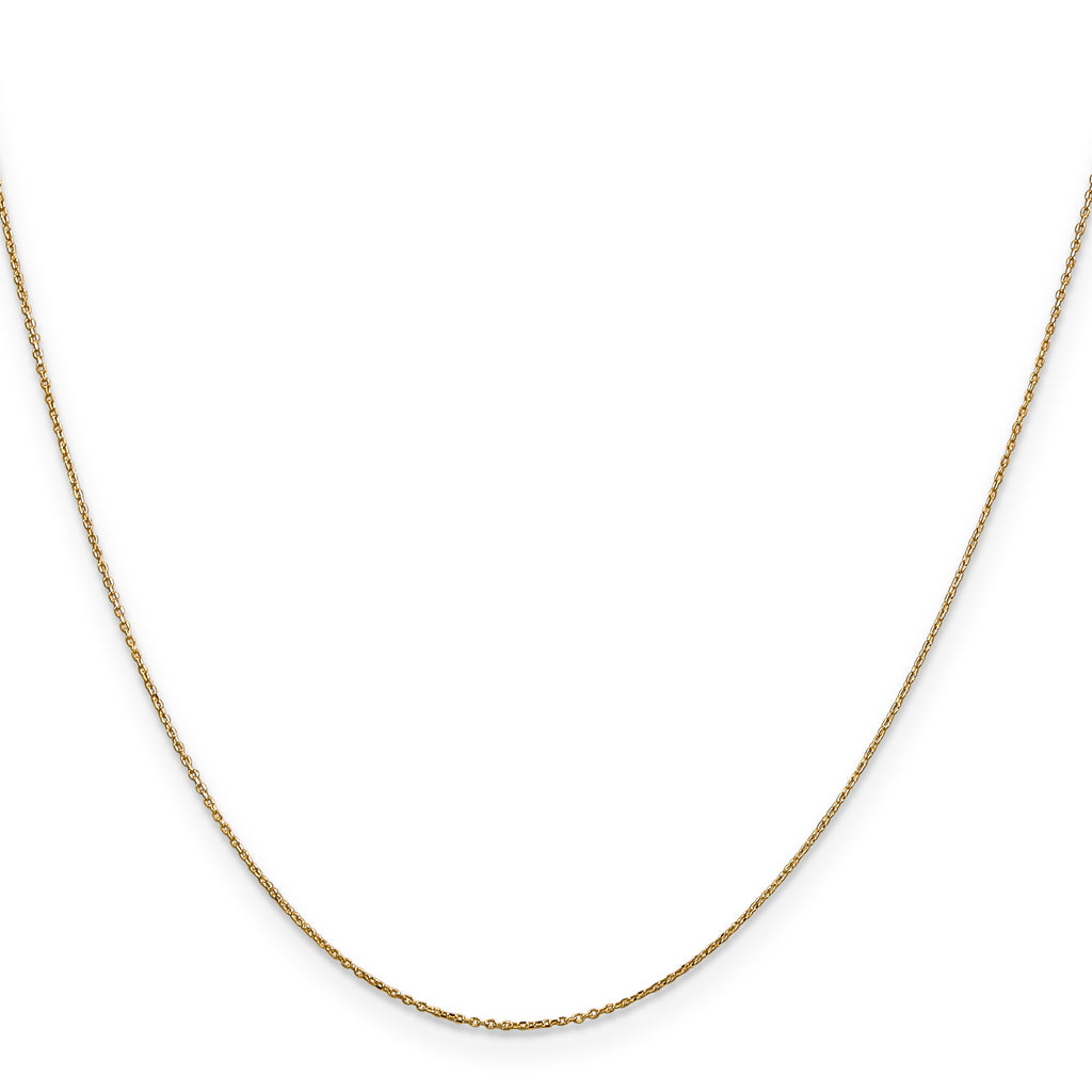 14K .6mm Diamond-Cut Round Open Link Cable with Spring Ring Clasp Chain