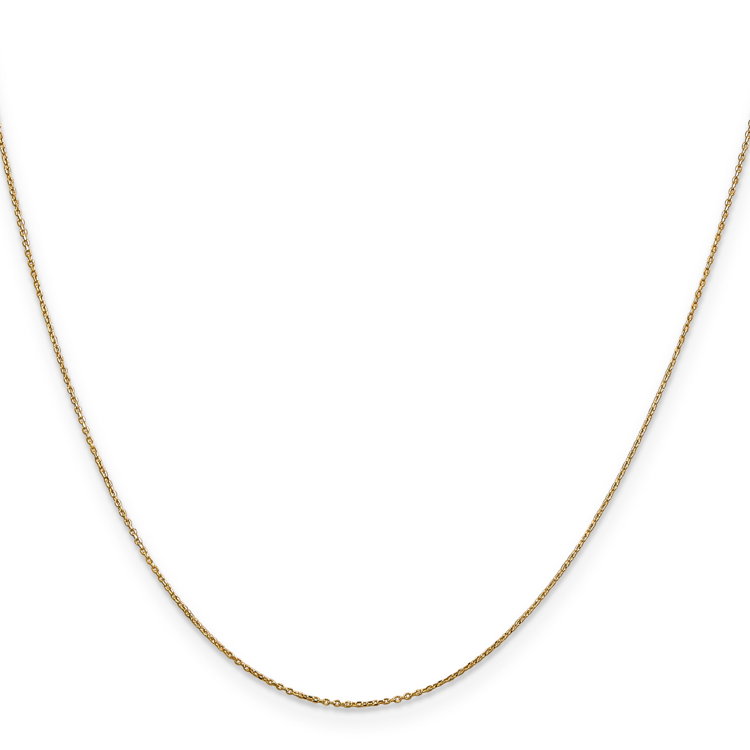 14K 24 inch .6mm Diamond-cut Round Open Link Cable with Spring Ring Clasp Chain