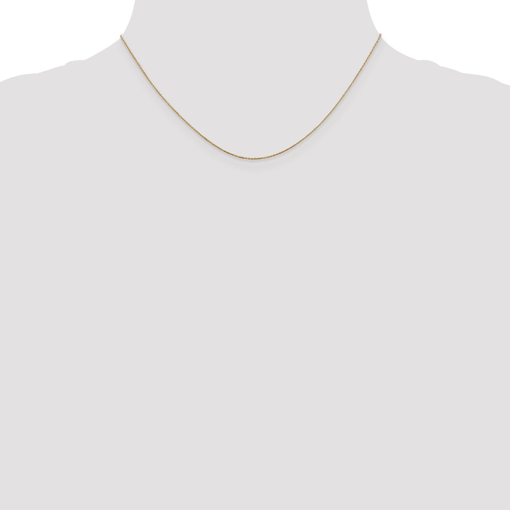 14K .6mm Diamond-Cut Round Open Link Cable with Spring Ring Clasp Chain