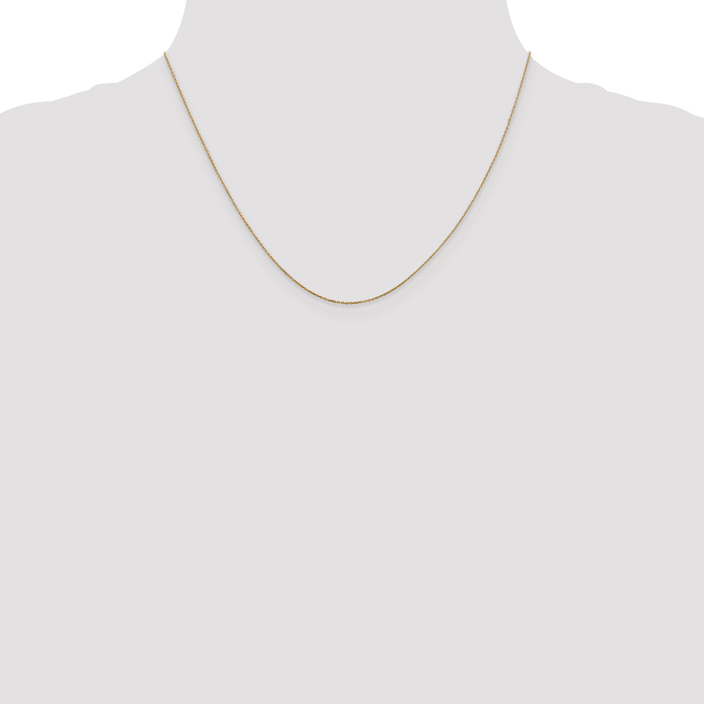 14K Yellow Gold Solid Diamond-Cut Cable Chain Necklace 0.6mm