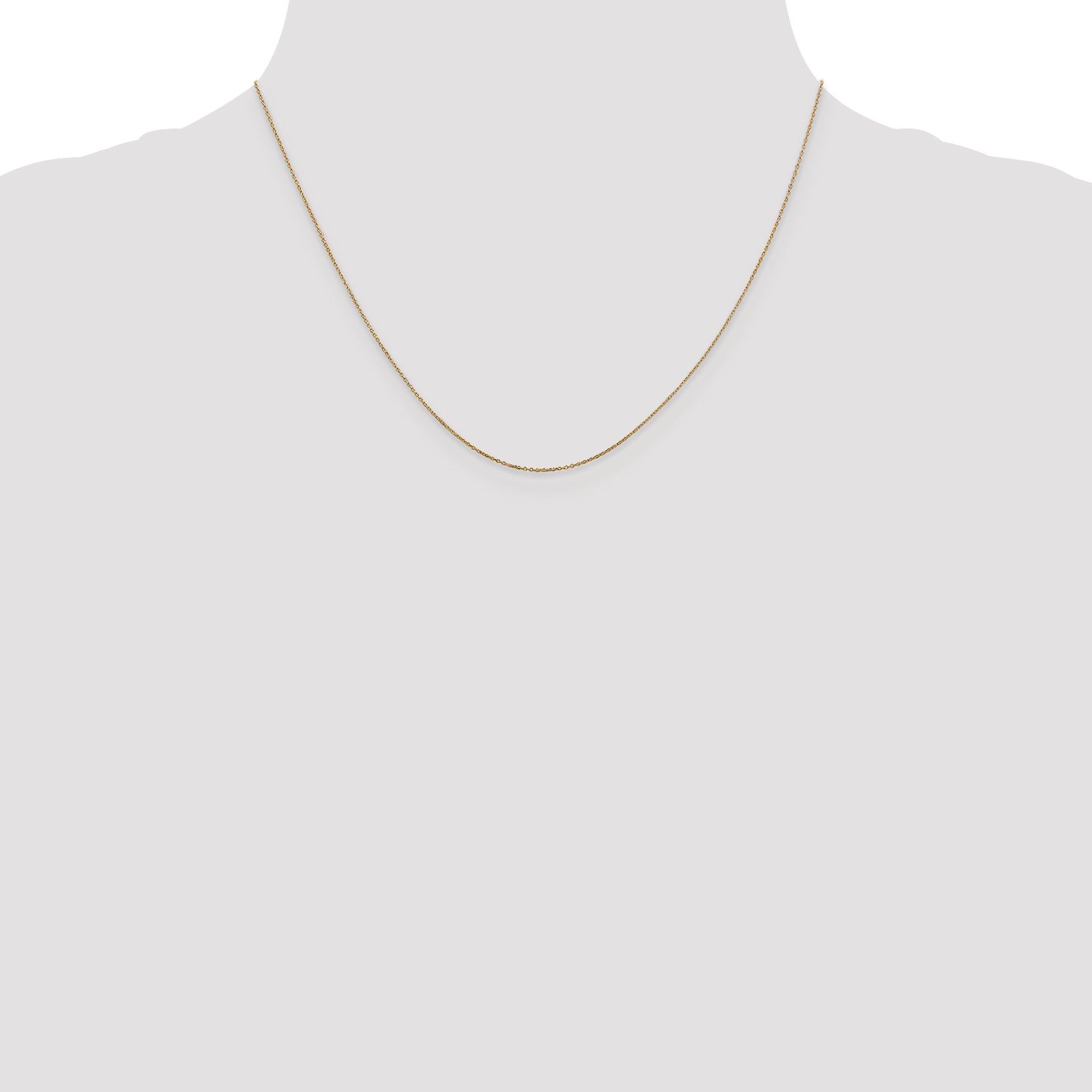 14K Yellow Gold Solid Diamond-Cut Cable Chain Necklace 0.6mm