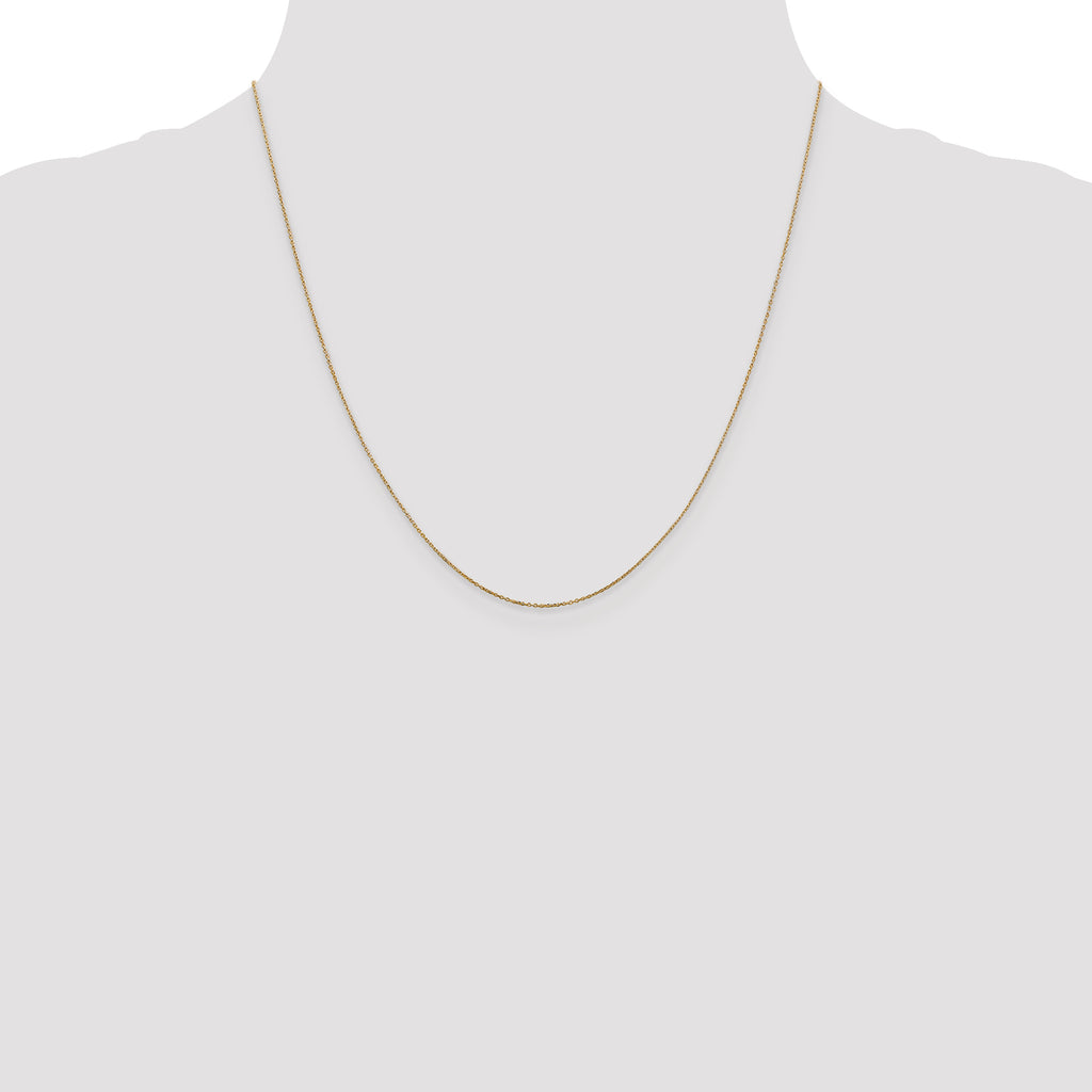14K .6mm Diamond-Cut Round Open Link Cable with Spring Ring Clasp Chain