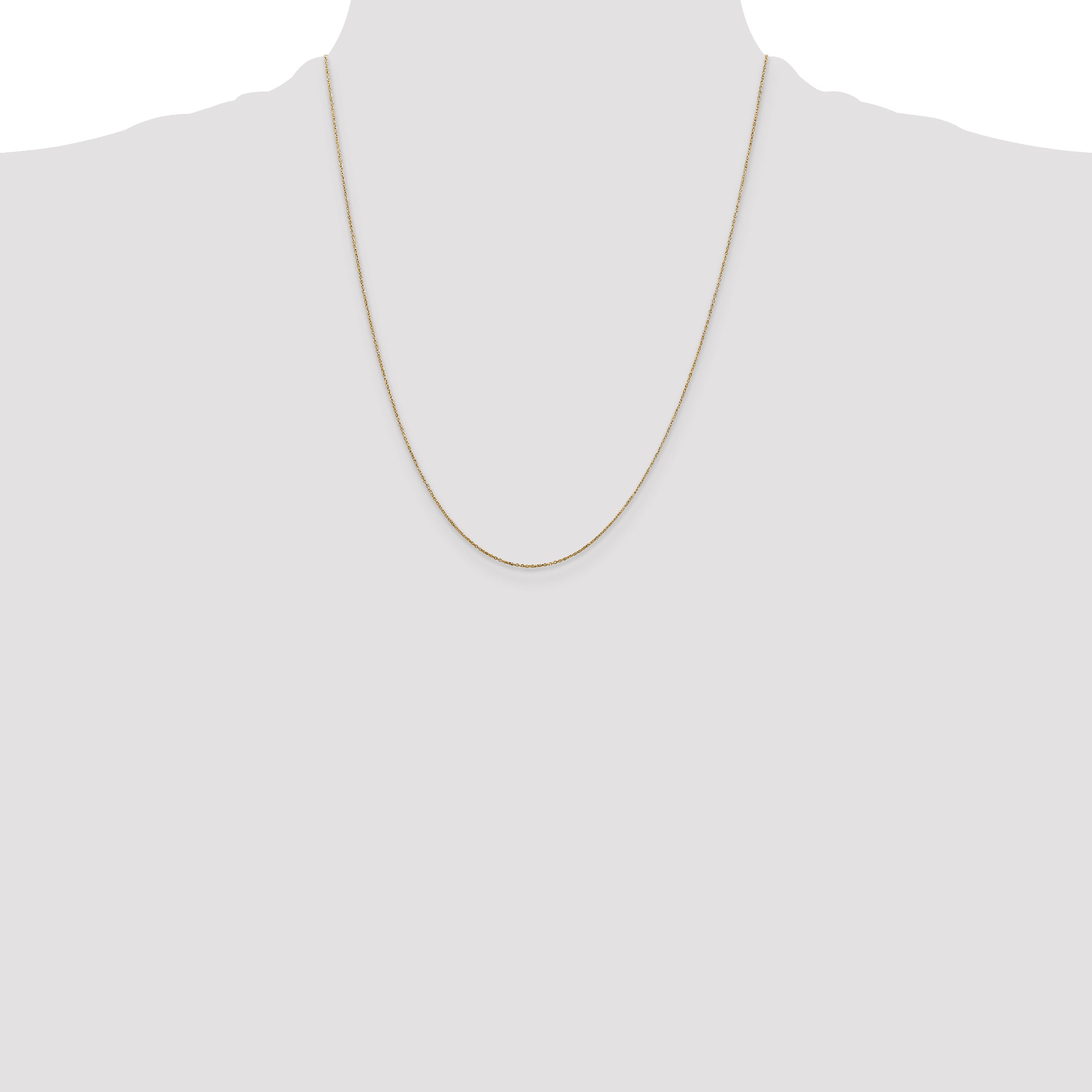 14K 22 inch .6mm Diamond-cut Round Open Link Cable with Spring Ring Clasp Chain