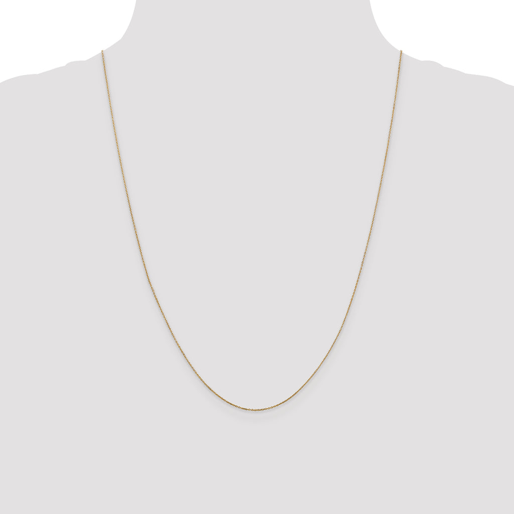 14K .6mm Diamond-Cut Round Open Link Cable with Spring Ring Clasp Chain