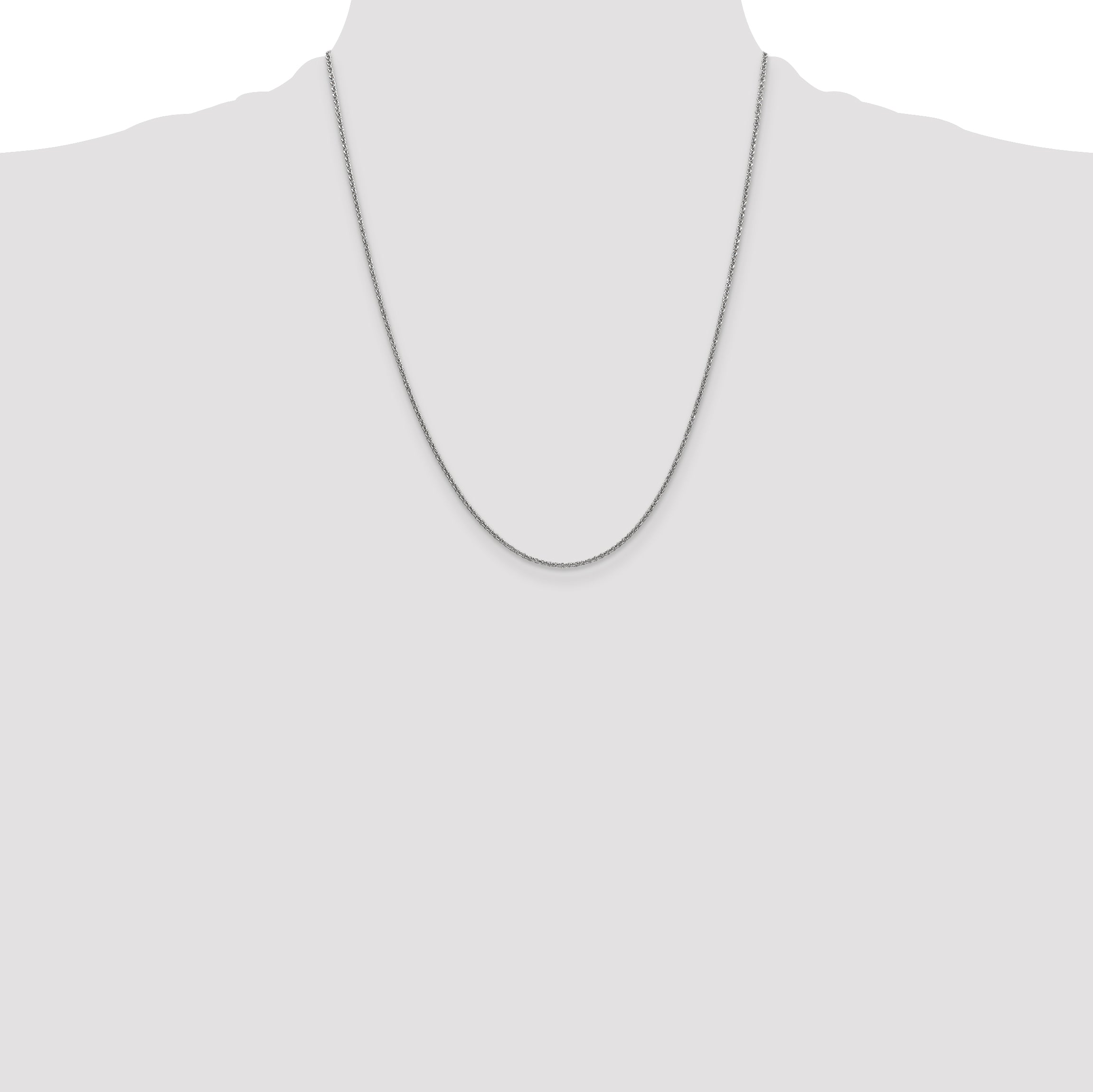 14K White Gold 22 inch 1.4mm Round Open Link Cable with Lobster Clasp Chain