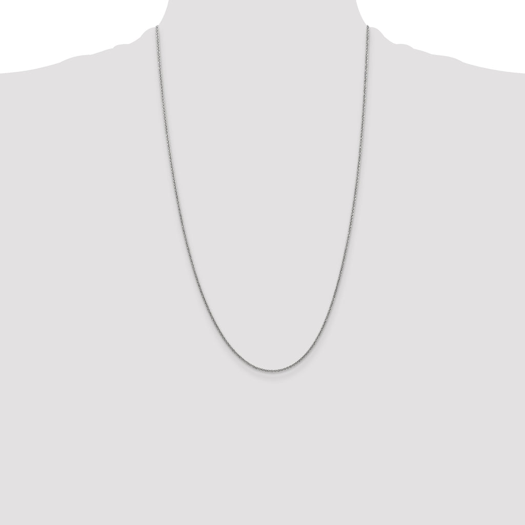 14K White Gold 26 inch 1.4mm Round Open Link Cable with Lobster Clasp Chain