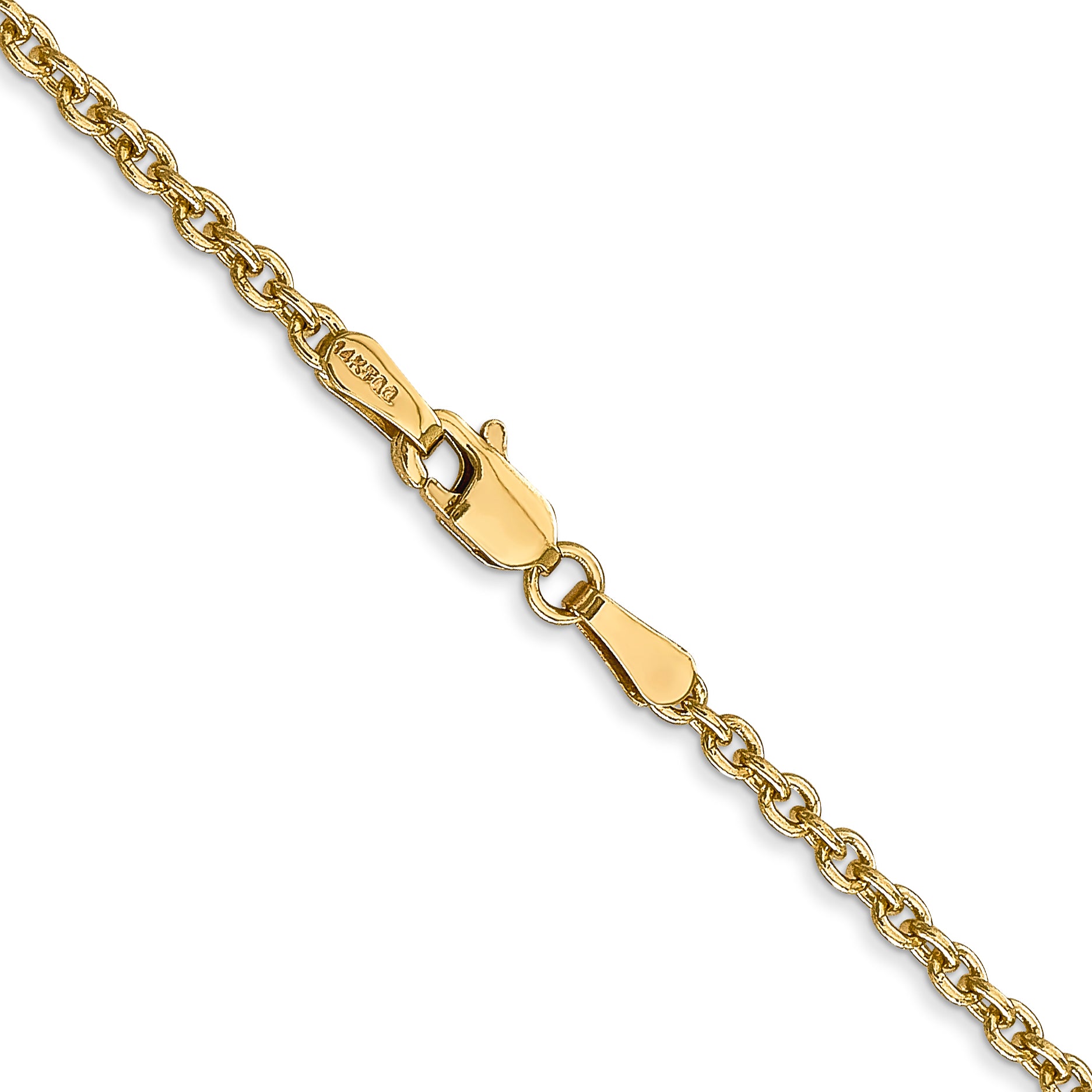 14K Yellow Gold Solid Forzantine Chain Necklace 2.2mm
