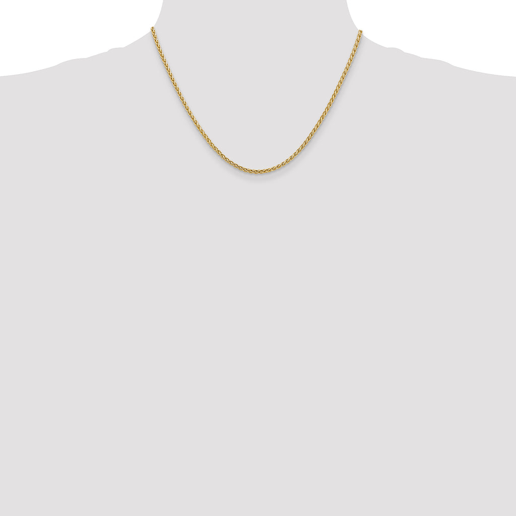 14K Yellow Gold Solid Wheat Chain Necklace 2.8mm