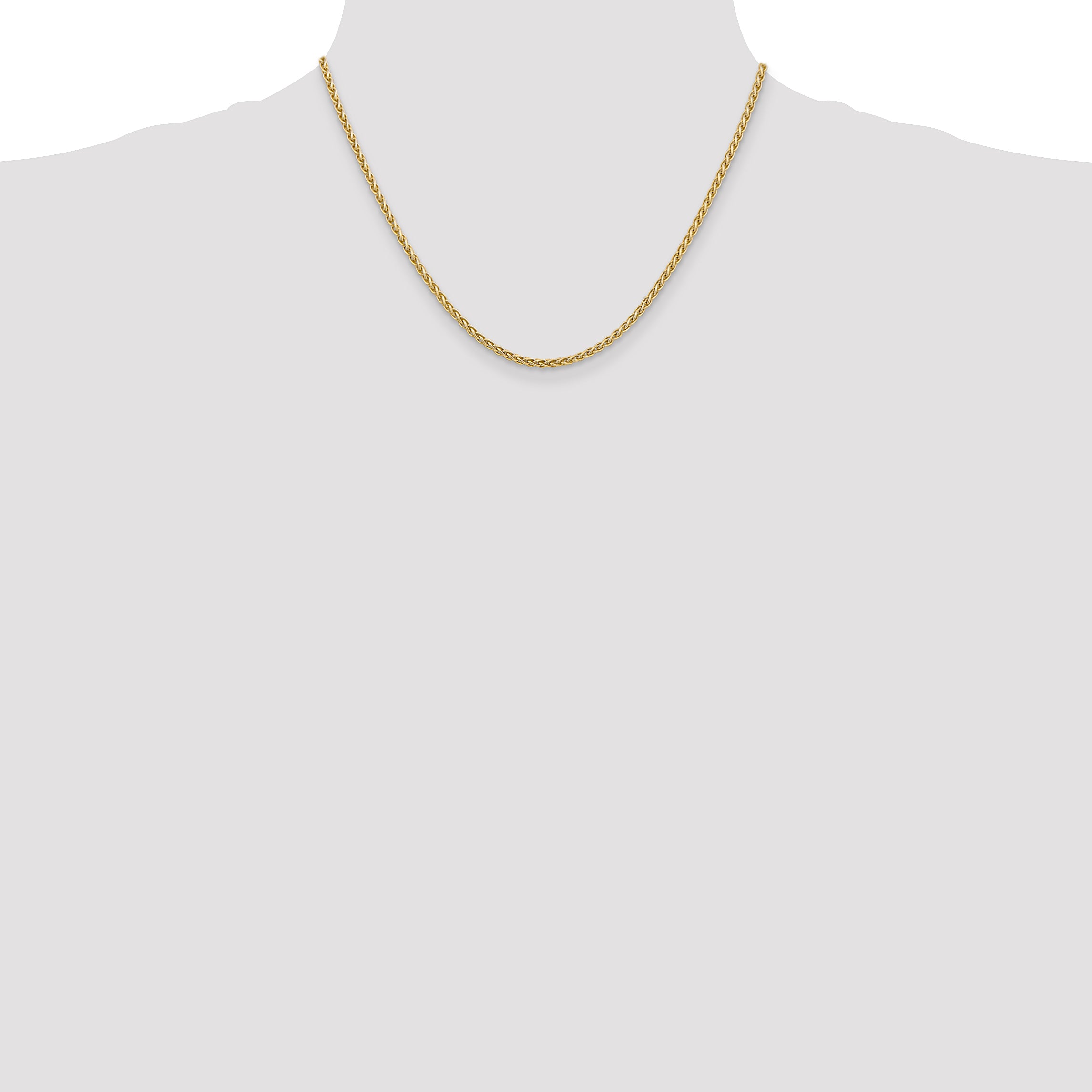 14K Yellow Gold Solid Wheat Chain Necklace 2.8mm