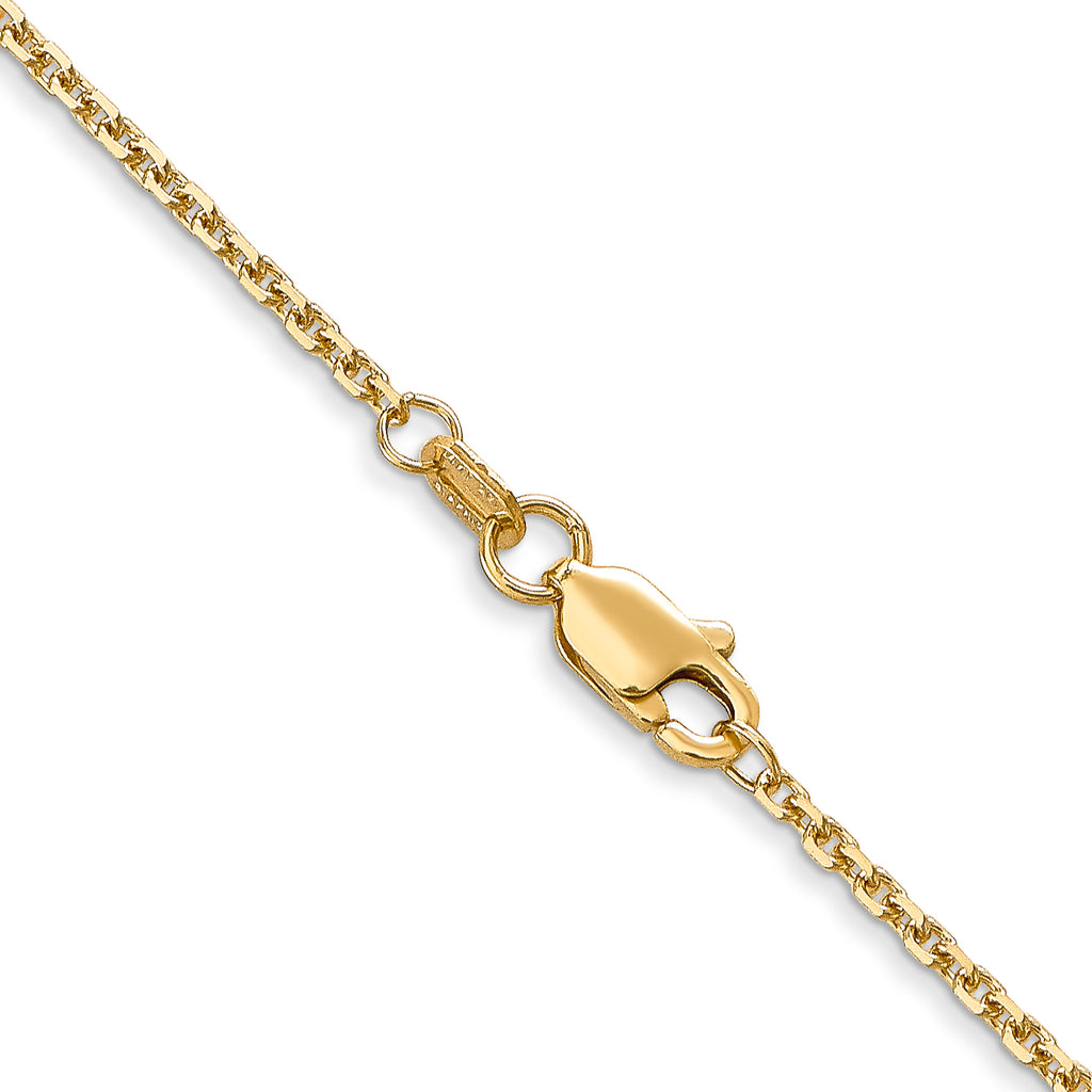 14K 1.45mm Solid Diamond-Cut Cable with Lobster Clasp Chain