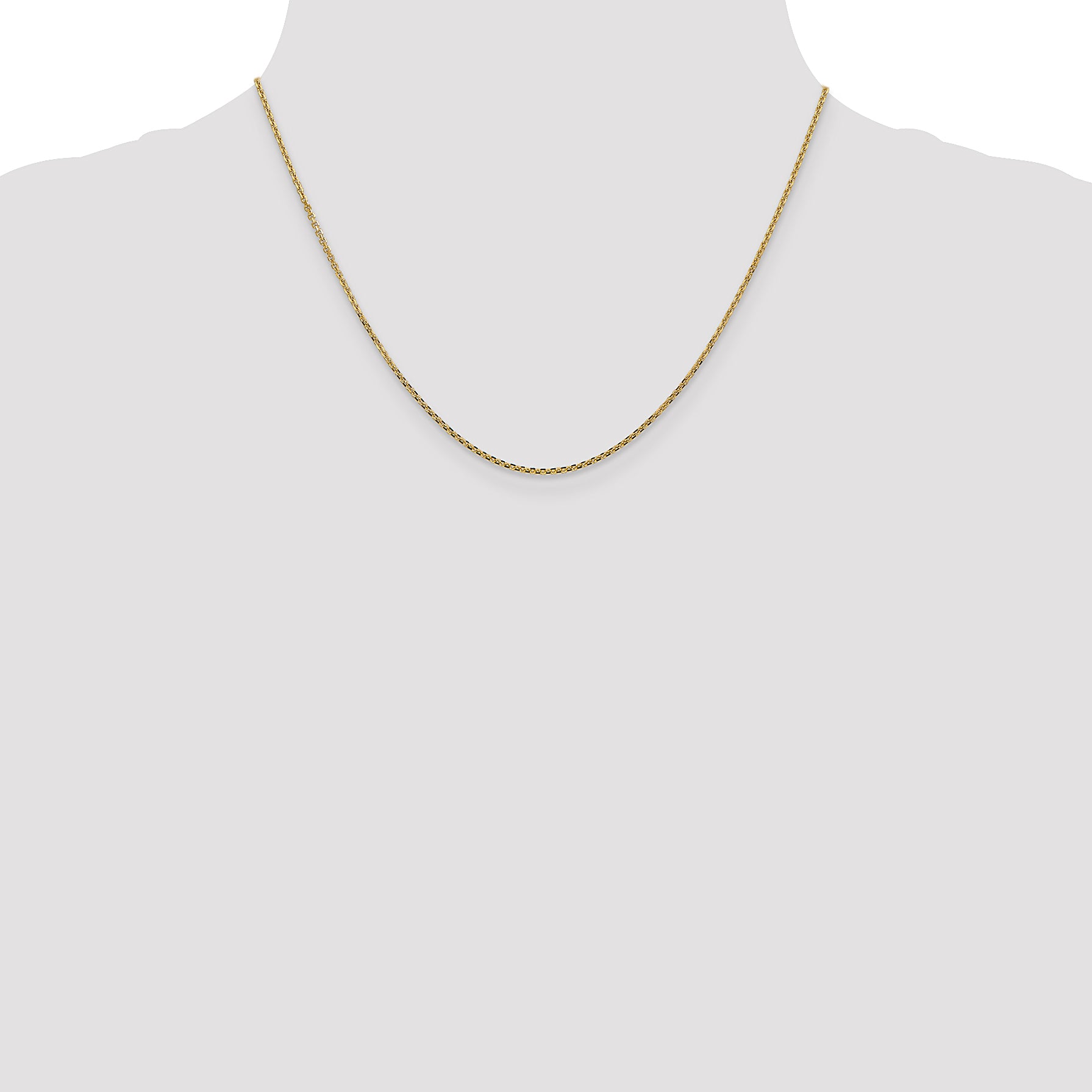 14K Yellow Gold Solid Diamond-Cut Cable Chain Necklace 1.45mm