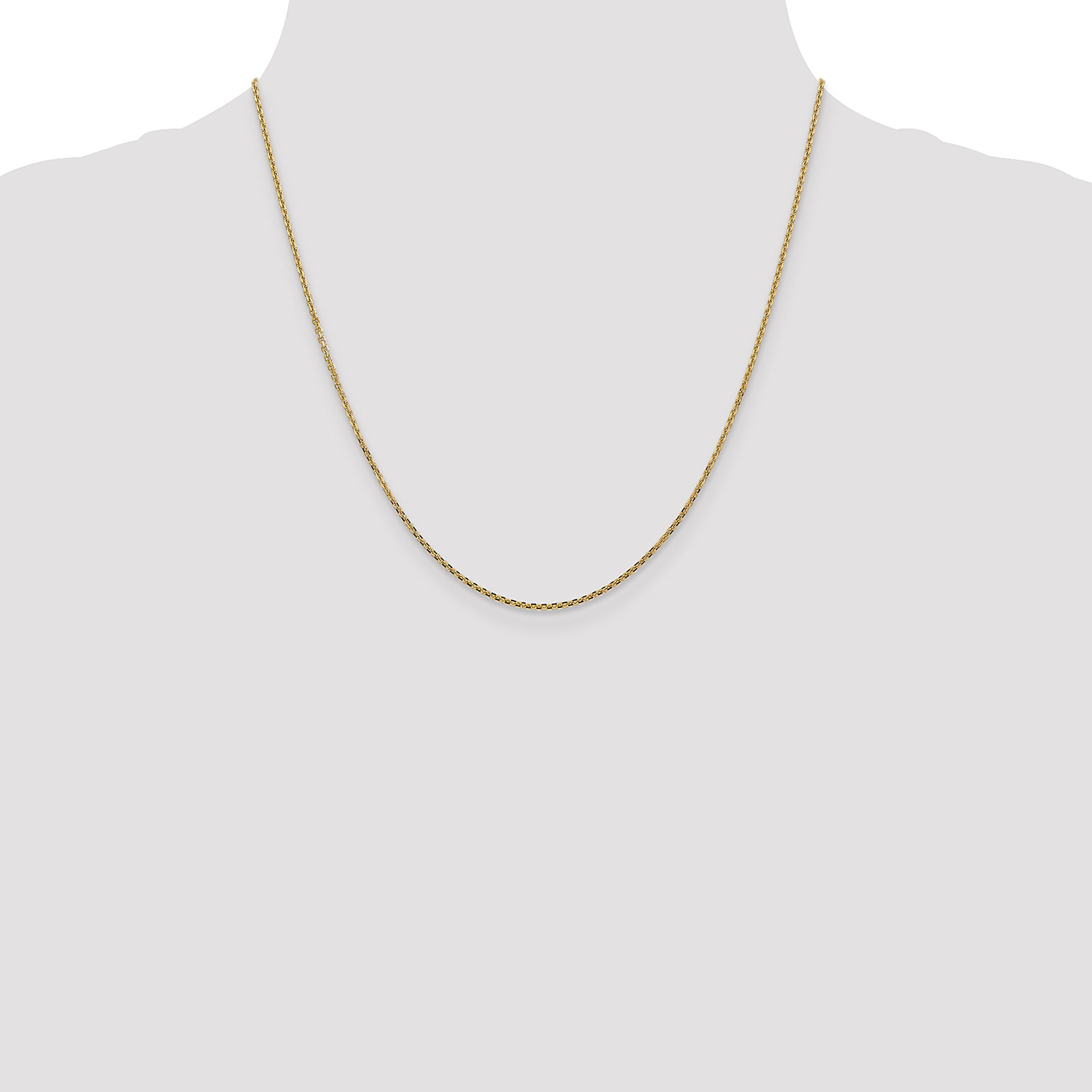 14K 1.45mm Solid Diamond-Cut Cable with Lobster Clasp Chain