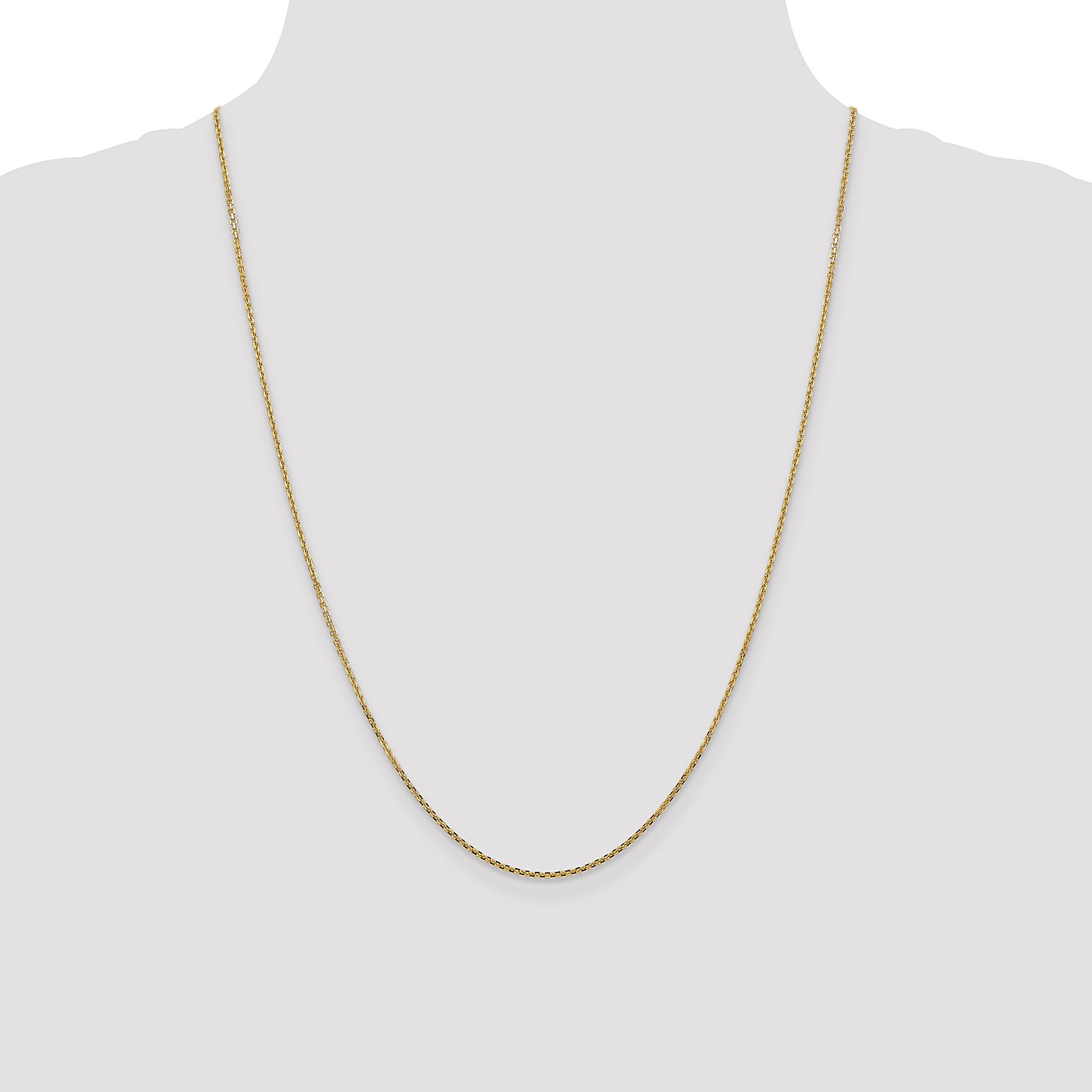 14K 24 inch 1.45mm Solid Diamond-cut Cable with Lobster Clasp Chain