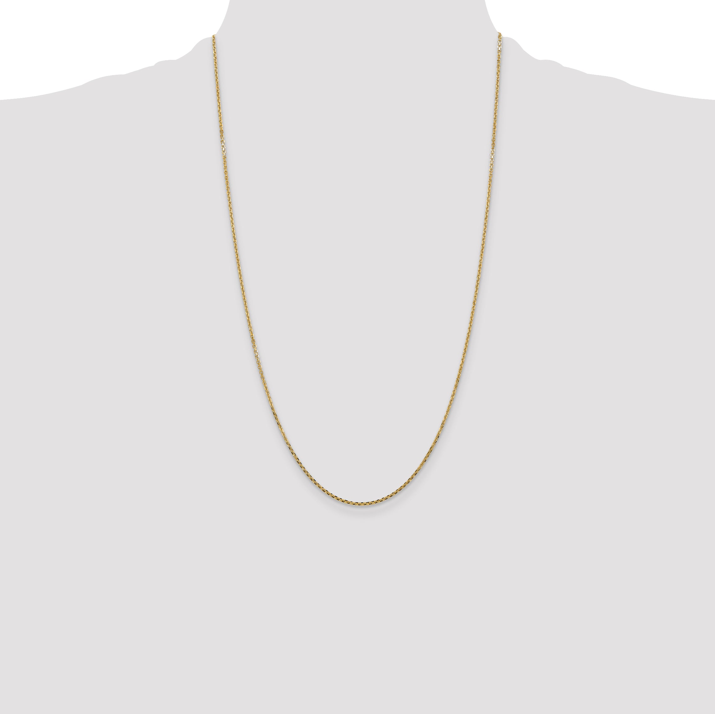 14K 26 inch 1.45mm Solid Diamond-cut Cable with Lobster Clasp Chain