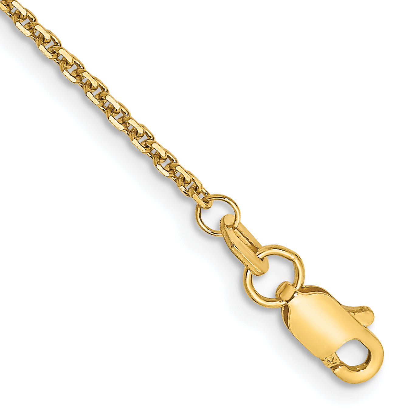 14K 9 inch 1.45mm Solid Diamond-cut Cable with Lobster Clasp Anklet Main image