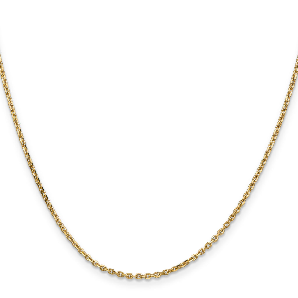 14K Yellow Gold Solid Diamond-Cut Cable Chain Necklace 1.65mm