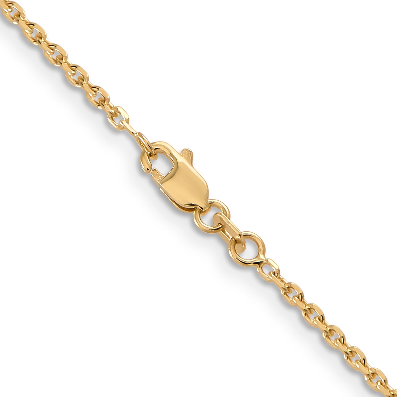 14K 1.65mm Solid Diamond-Cut Cable with Lobster Clasp Chain