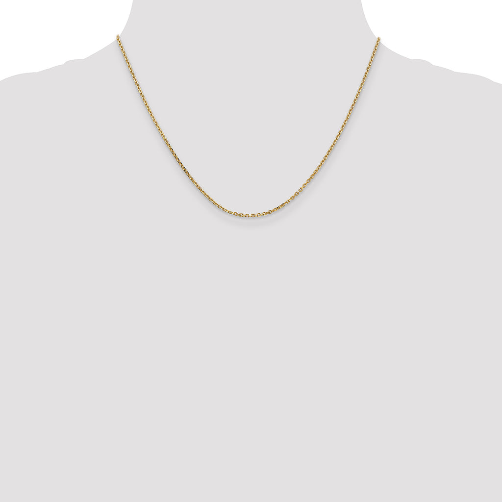 14K 1.65mm Solid Diamond-Cut Cable with Lobster Clasp Chain