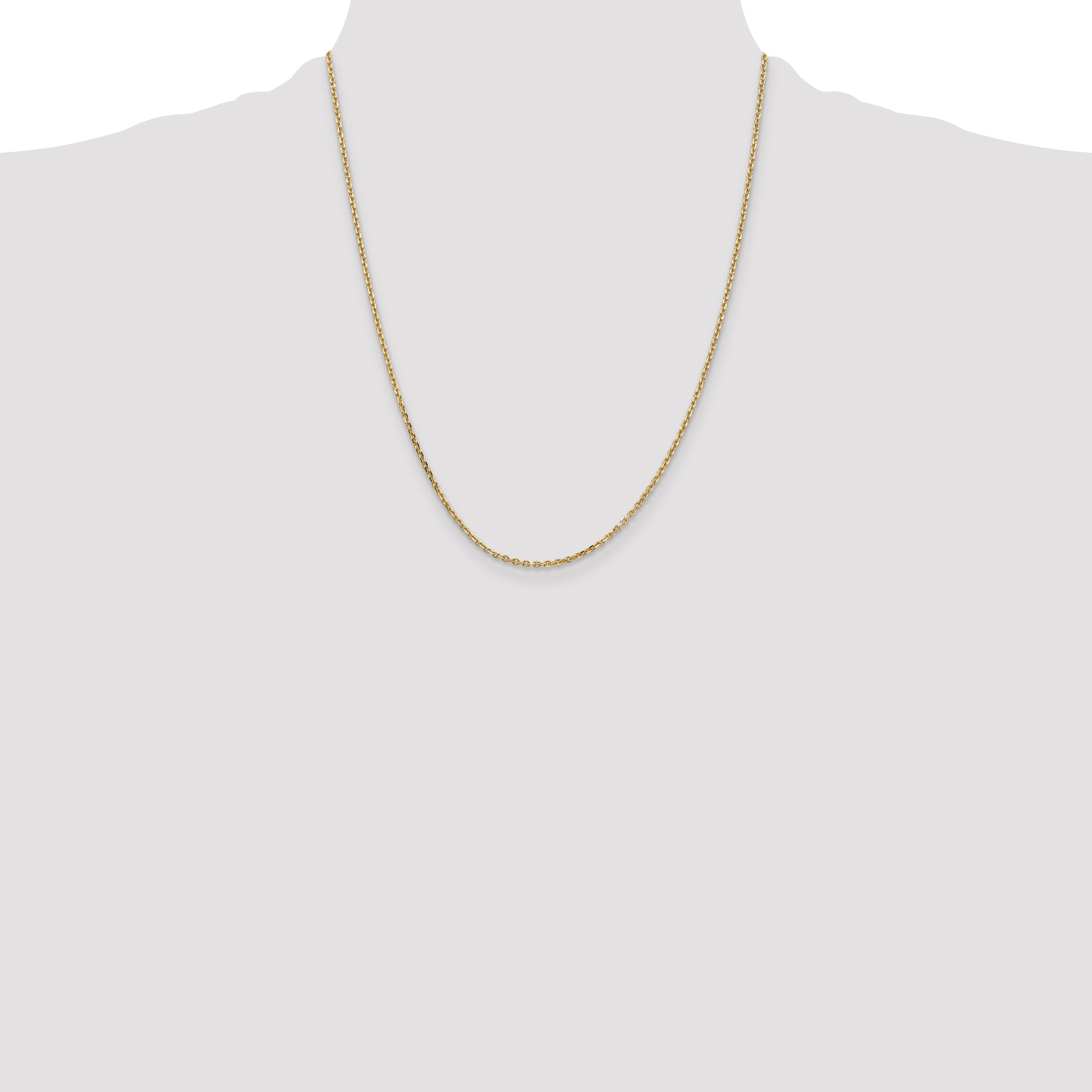 14K 22 inch 1.65mm Solid Diamond-cut Cable with Lobster Clasp Chain
