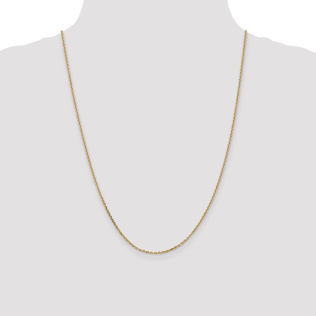 14K Yellow Gold Solid Diamond-Cut Cable Chain Necklace 1.65mm