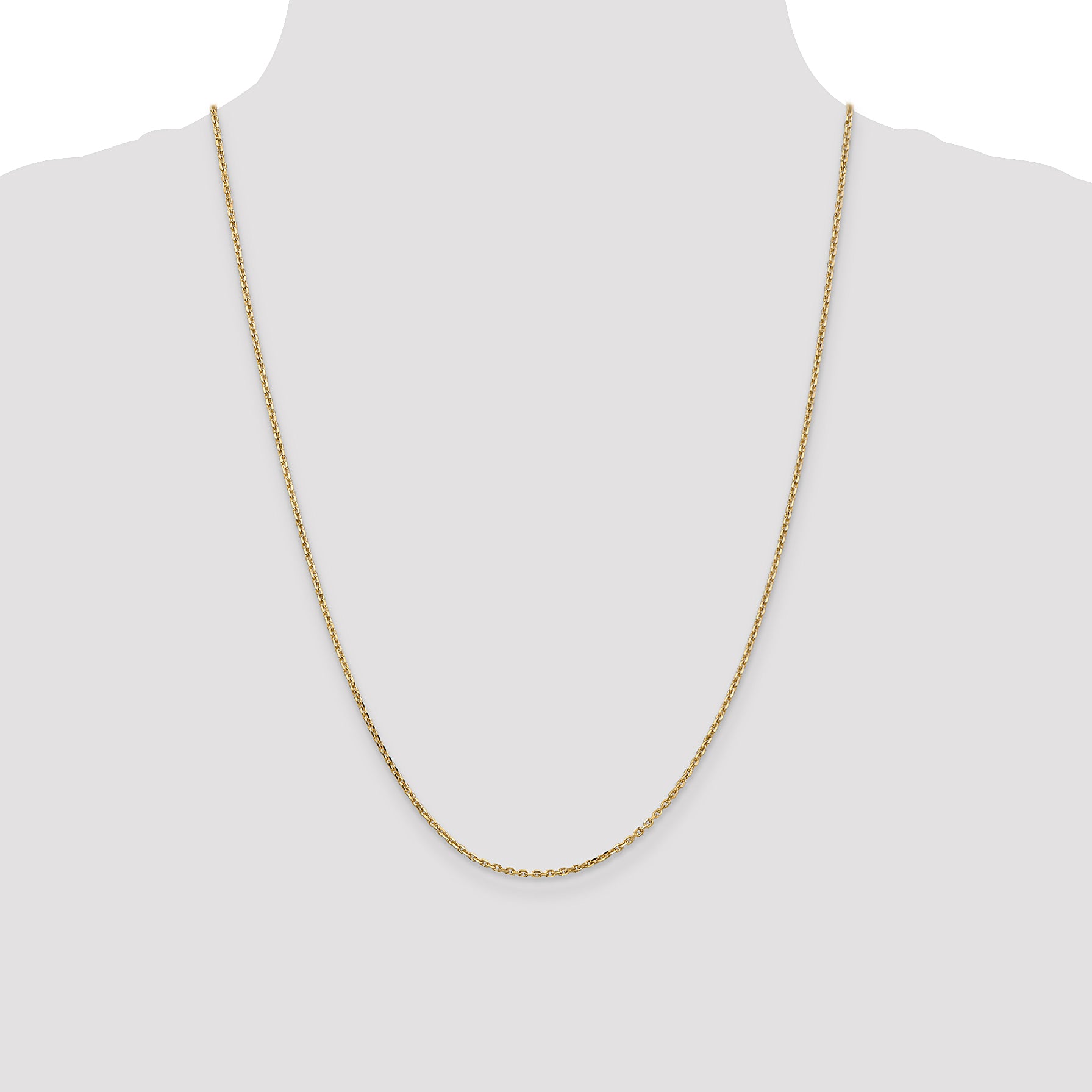 14K Yellow Gold Solid Diamond-Cut Cable Chain Necklace 1.65mm