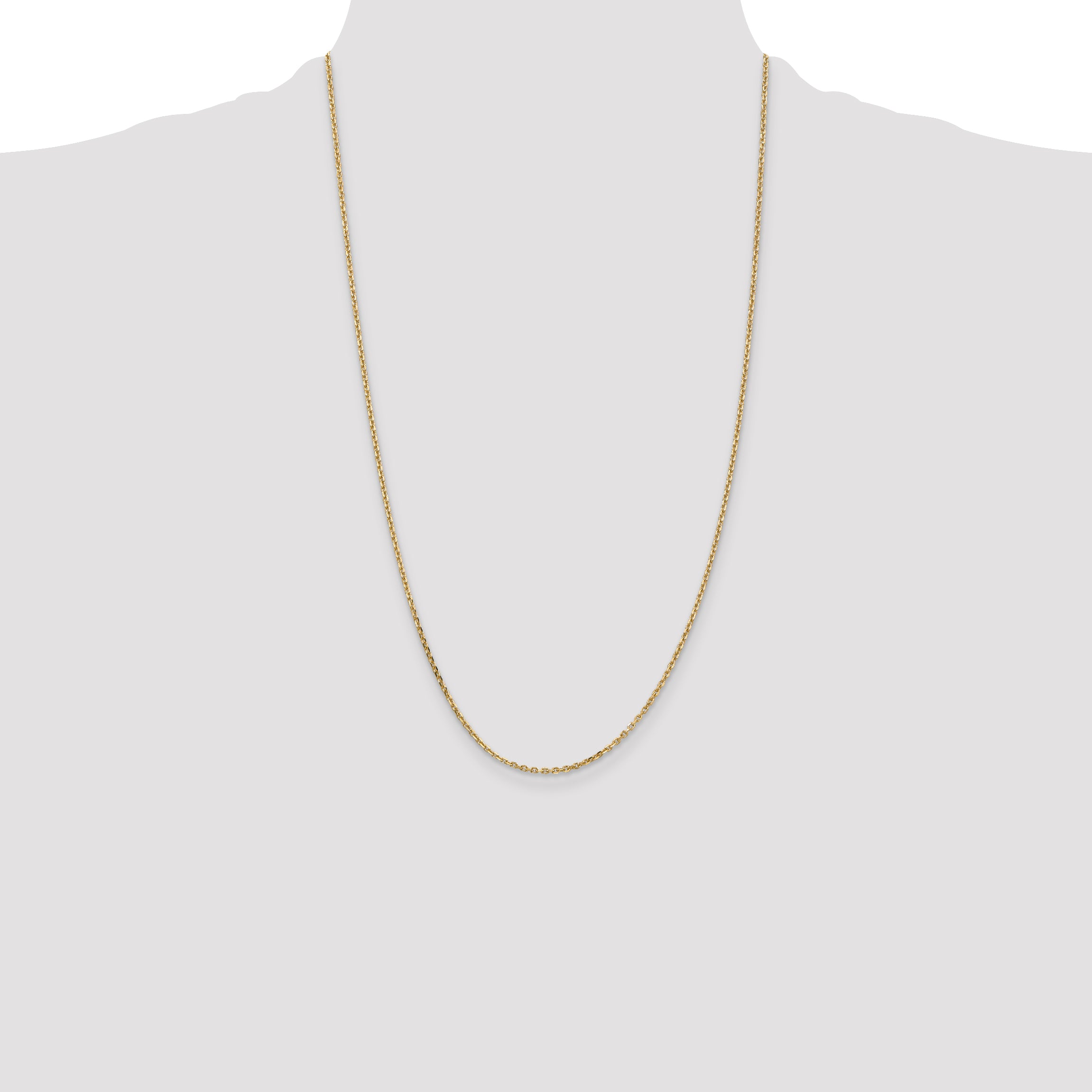 14K 1.65mm Solid Diamond-Cut Cable with Lobster Clasp Chain