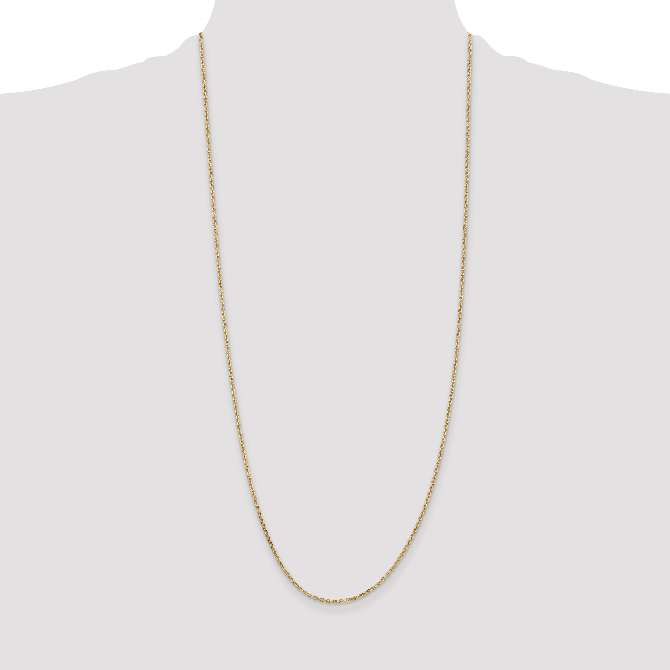 14K 1.65mm Solid Diamond-Cut Cable with Lobster Clasp Chain