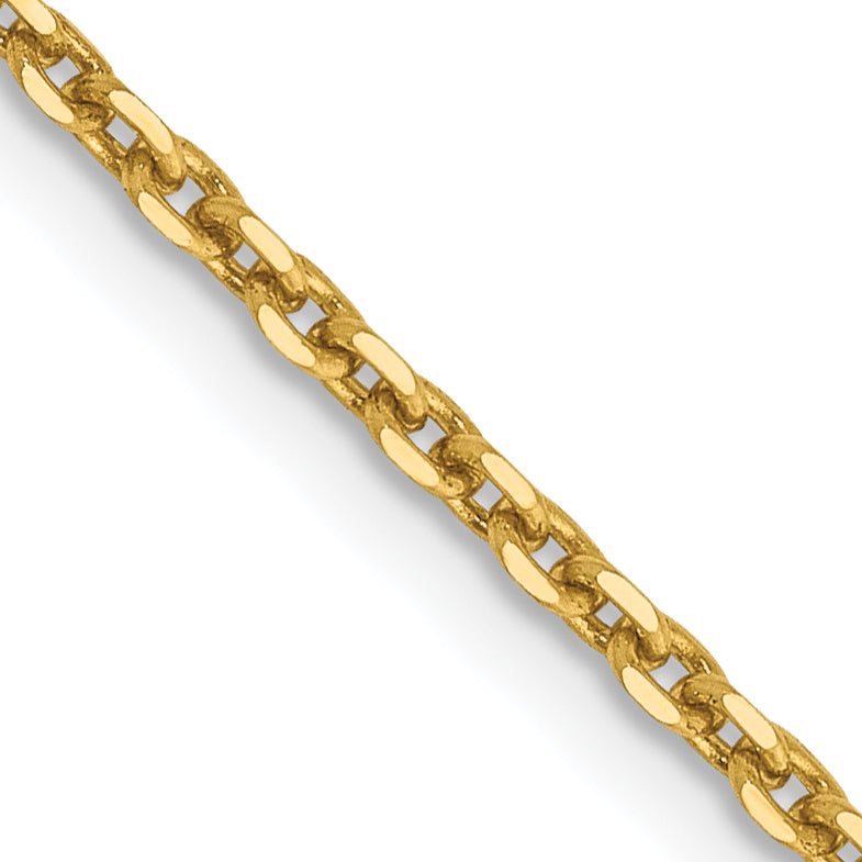 14K Yellow Gold Solid Diamond-Cut Cable Chain Necklace 1.65mm