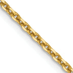 14K Yellow Gold Solid Diamond-Cut Cable Chain Necklace 1.65mm