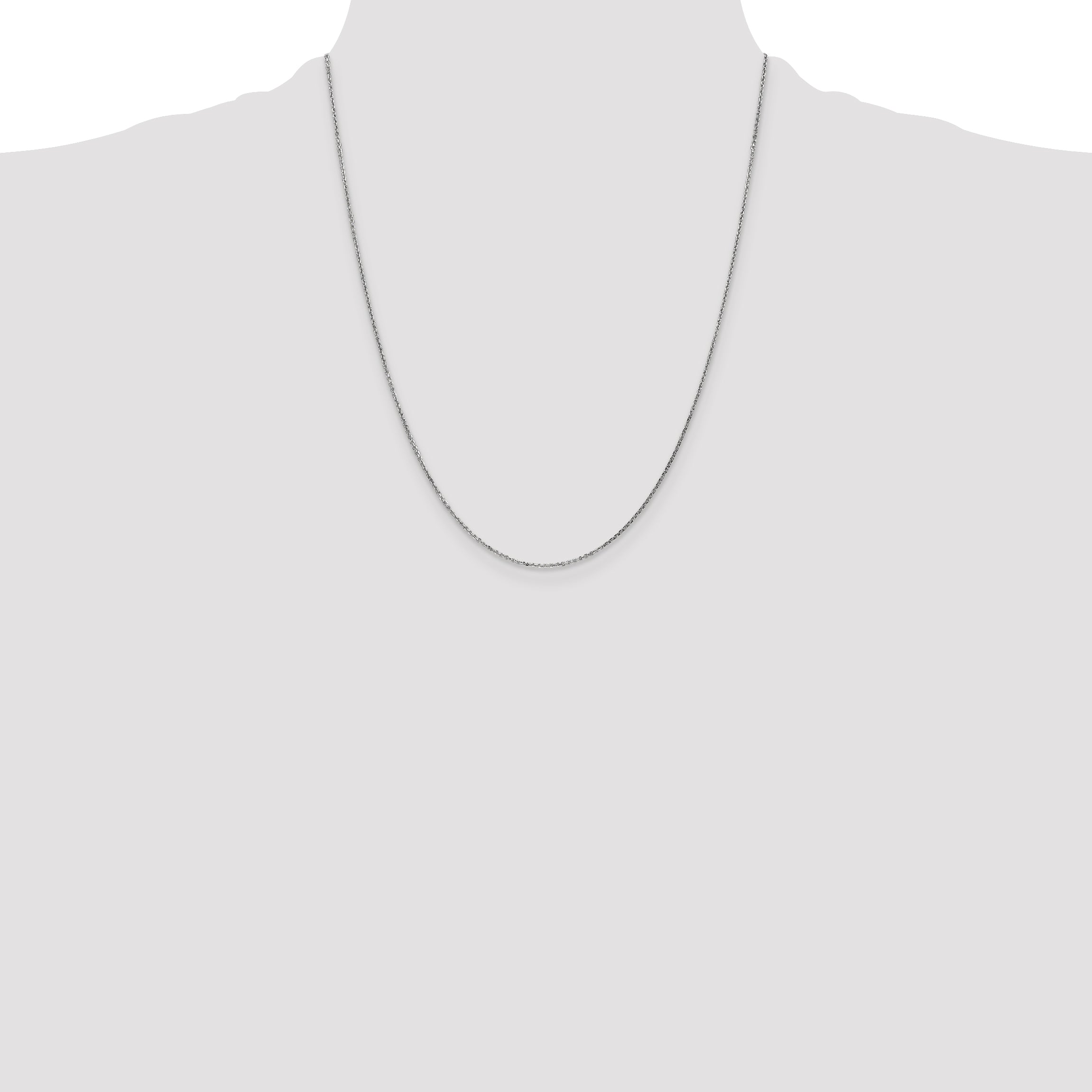 14K White Gold 22 inch .95mm Diamond-cut Cable with Lobster Clasp Chain