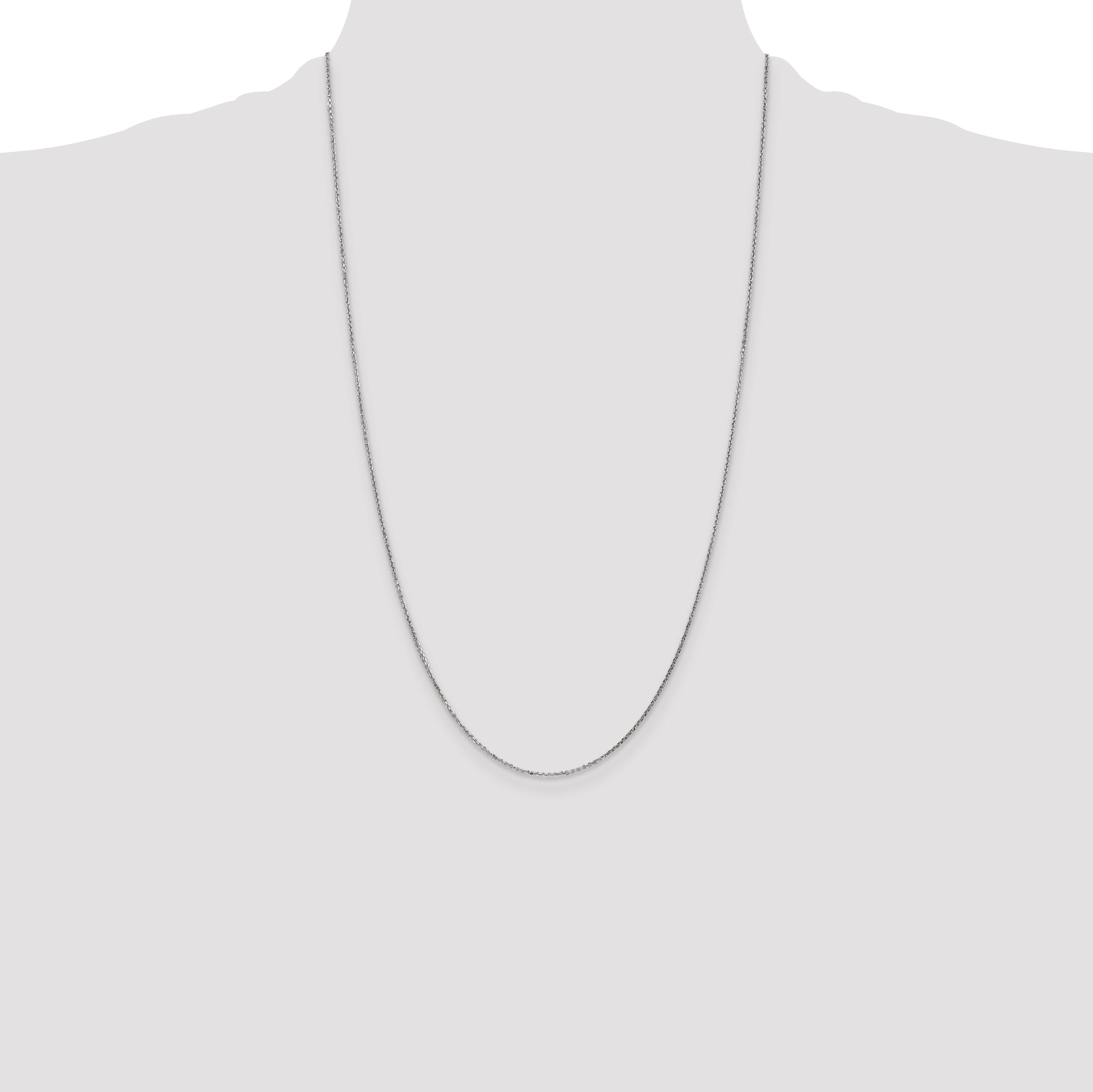 14K White Gold 26 inch .95mm Diamond-cut Cable with Lobster Clasp Chain