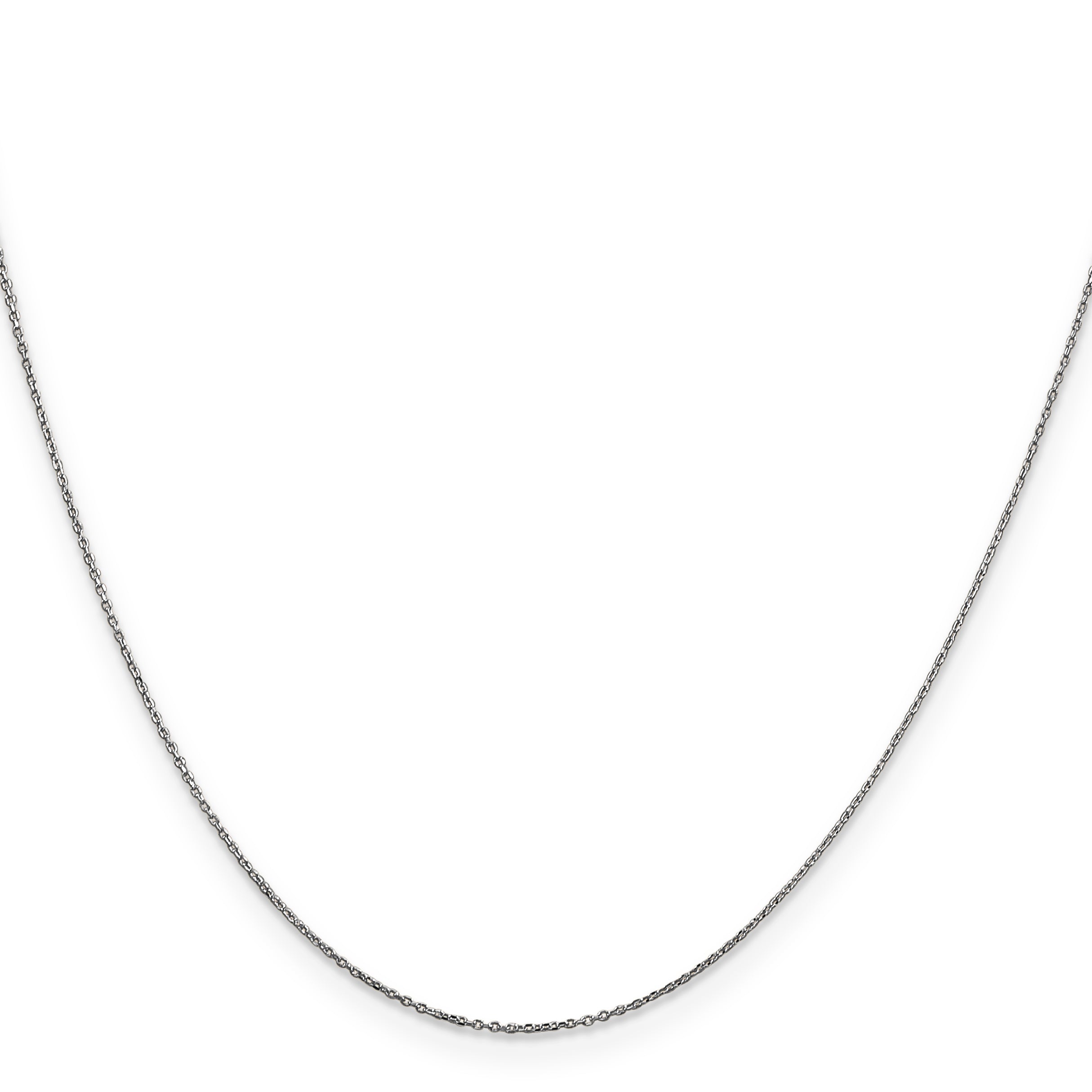 14K White Gold 24 inch .6mm Diamond-cut Round Open Link Cable with Spring Ring Clasp Chain