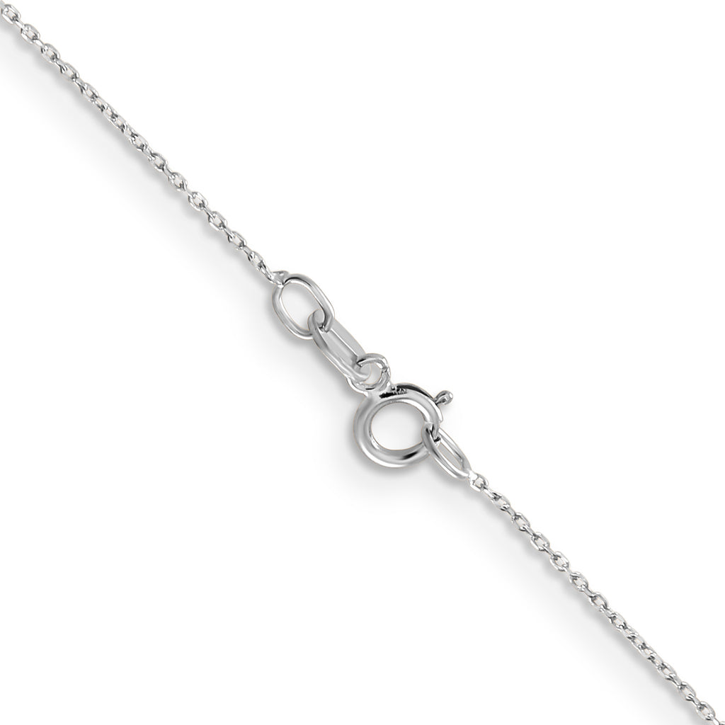 14K White Gold .6mm Diamond-Cut Round Open Link Cable with Spring Ring Clasp Chain