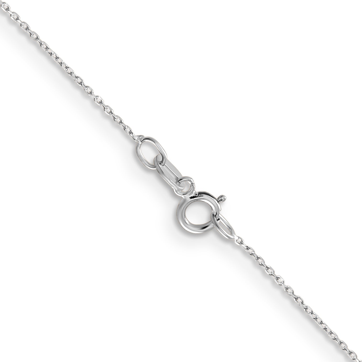 14K White Gold .6mm Diamond-Cut Round Open Link Cable with Spring Ring Clasp Chain