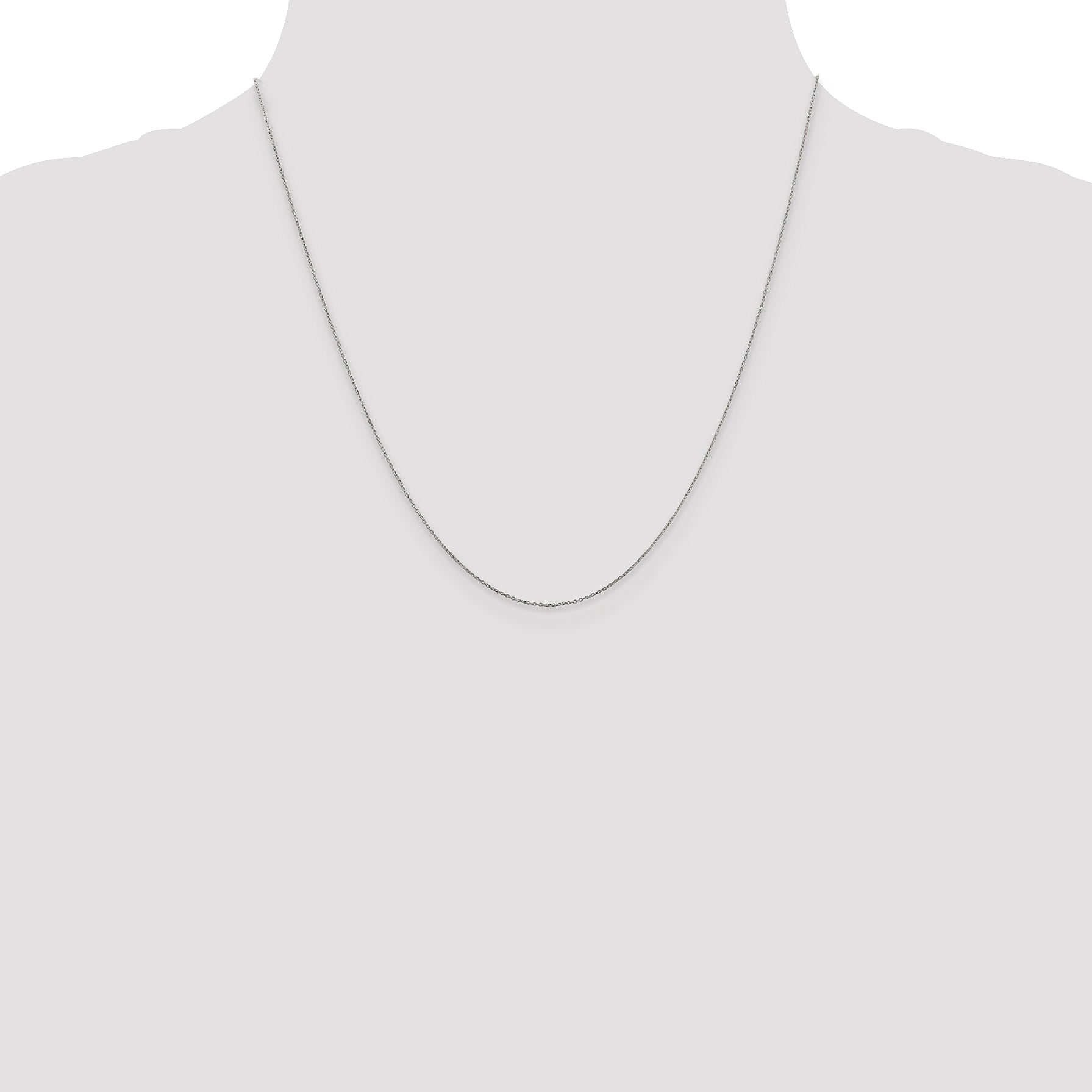 14K White Gold .6mm Diamond-Cut Round Open Link Cable with Spring Ring Clasp Chain