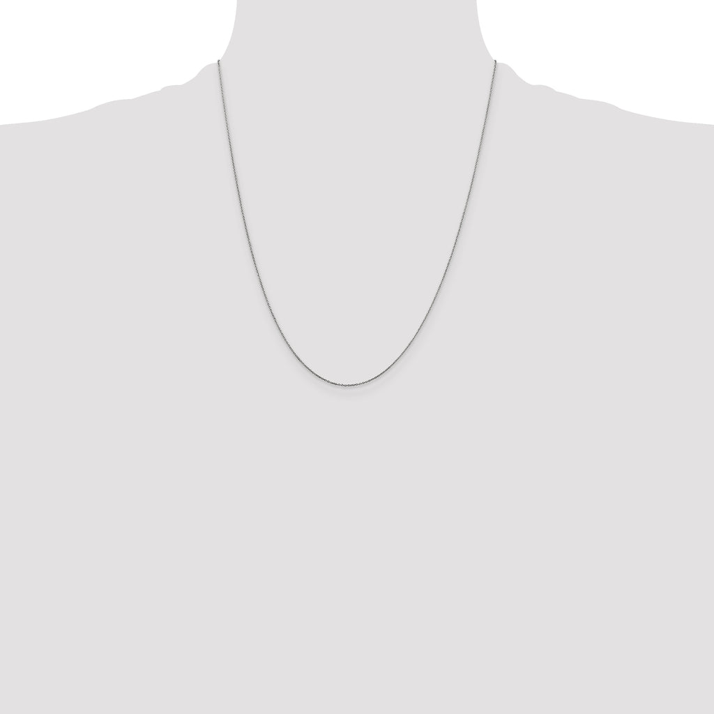 14K White Gold .6mm Diamond-Cut Round Open Link Cable with Spring Ring Clasp Chain